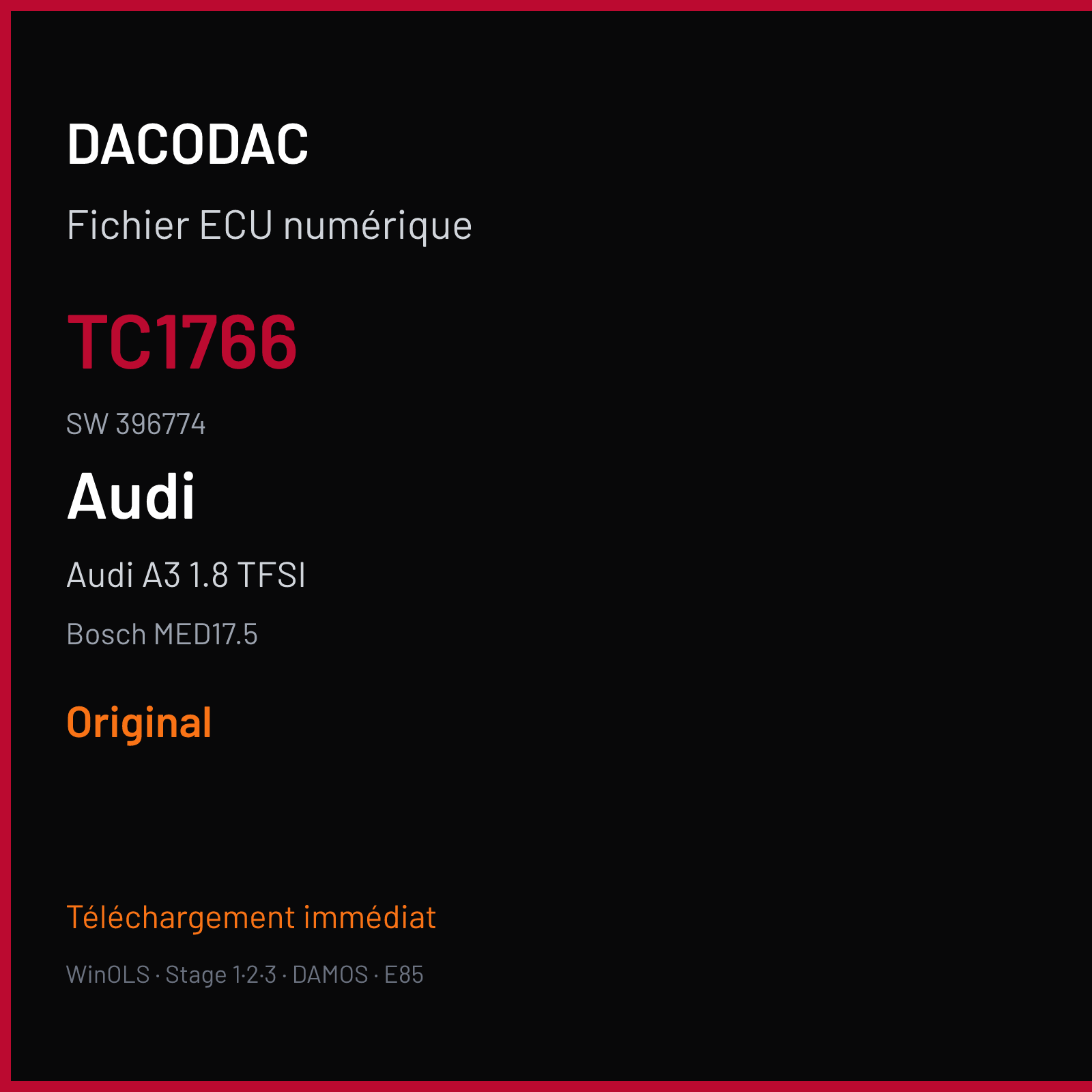 Audi A3 1.8 TFSI (2008) — Bosch MED17.5 — TC1766 · 396774 — Original