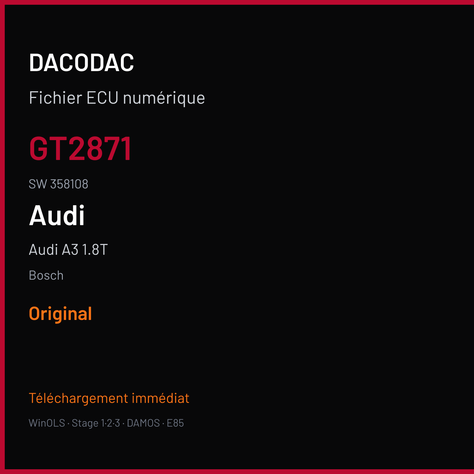 Audi A3 1.8T — Bosch — GT2871 · 358108 — Original