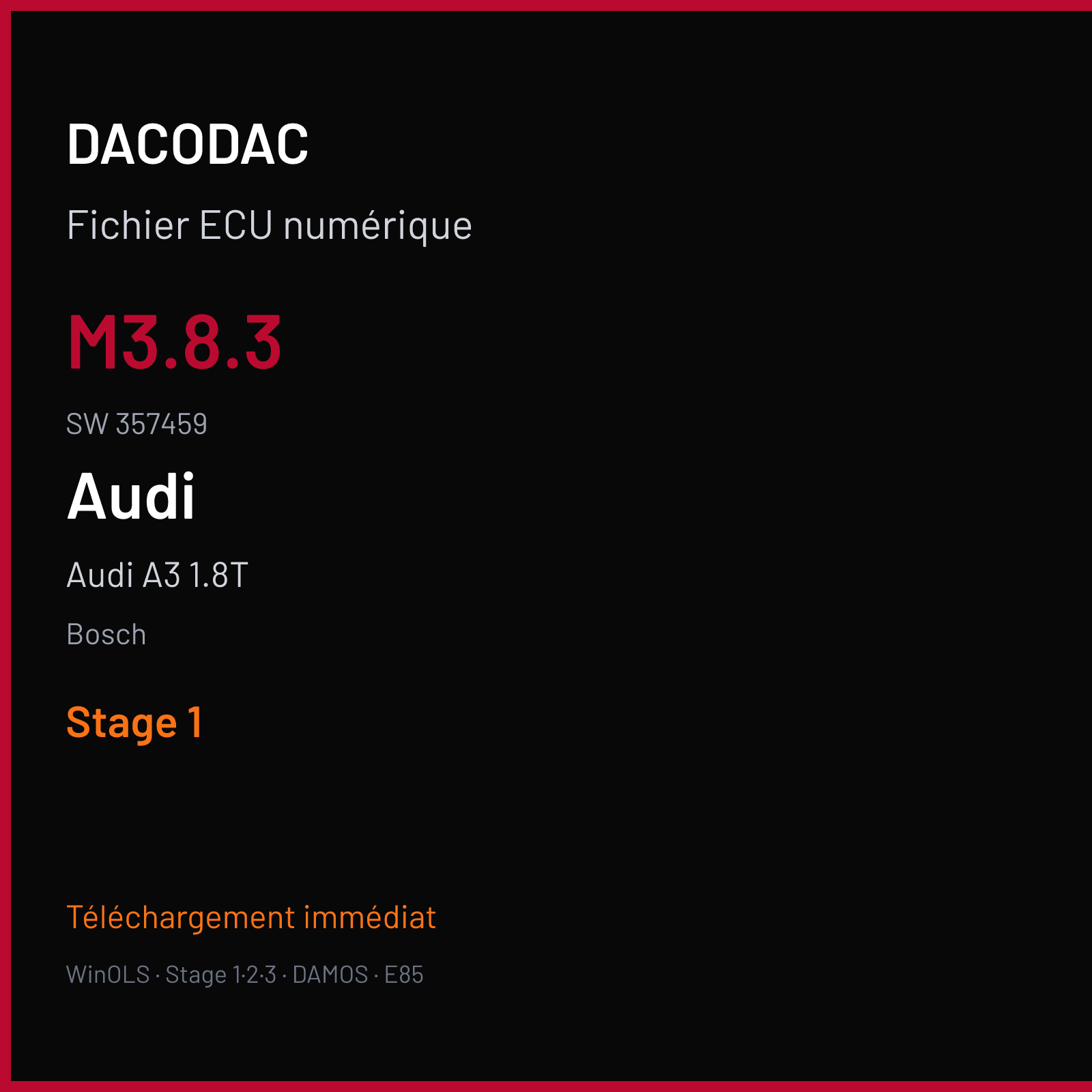 Audi A3 1.8T — Bosch — M3.8.3 · 357459 — Stage 1