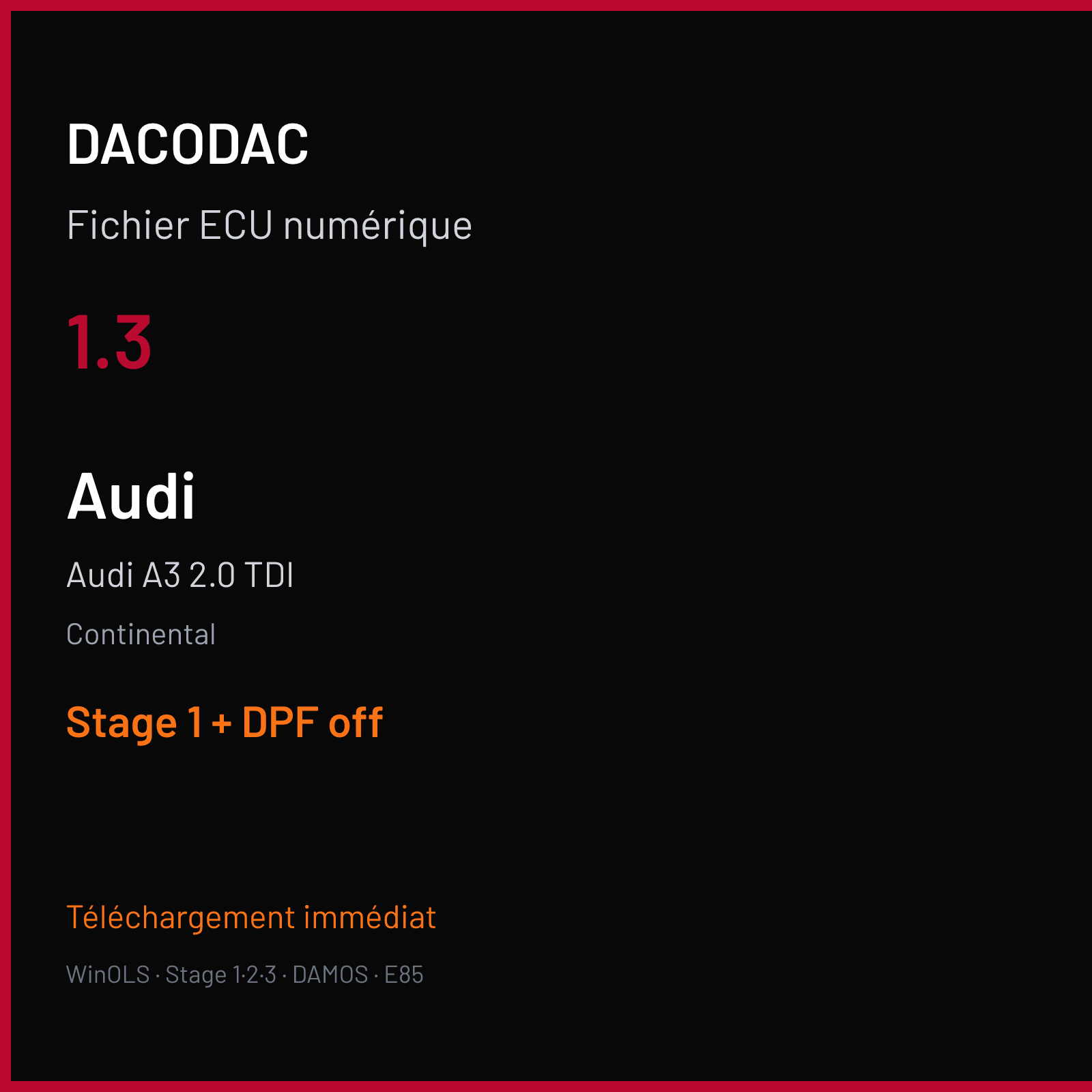 Audi A3 2.0 TDI — Continental — 1.3 — Stage 1 + DPF off