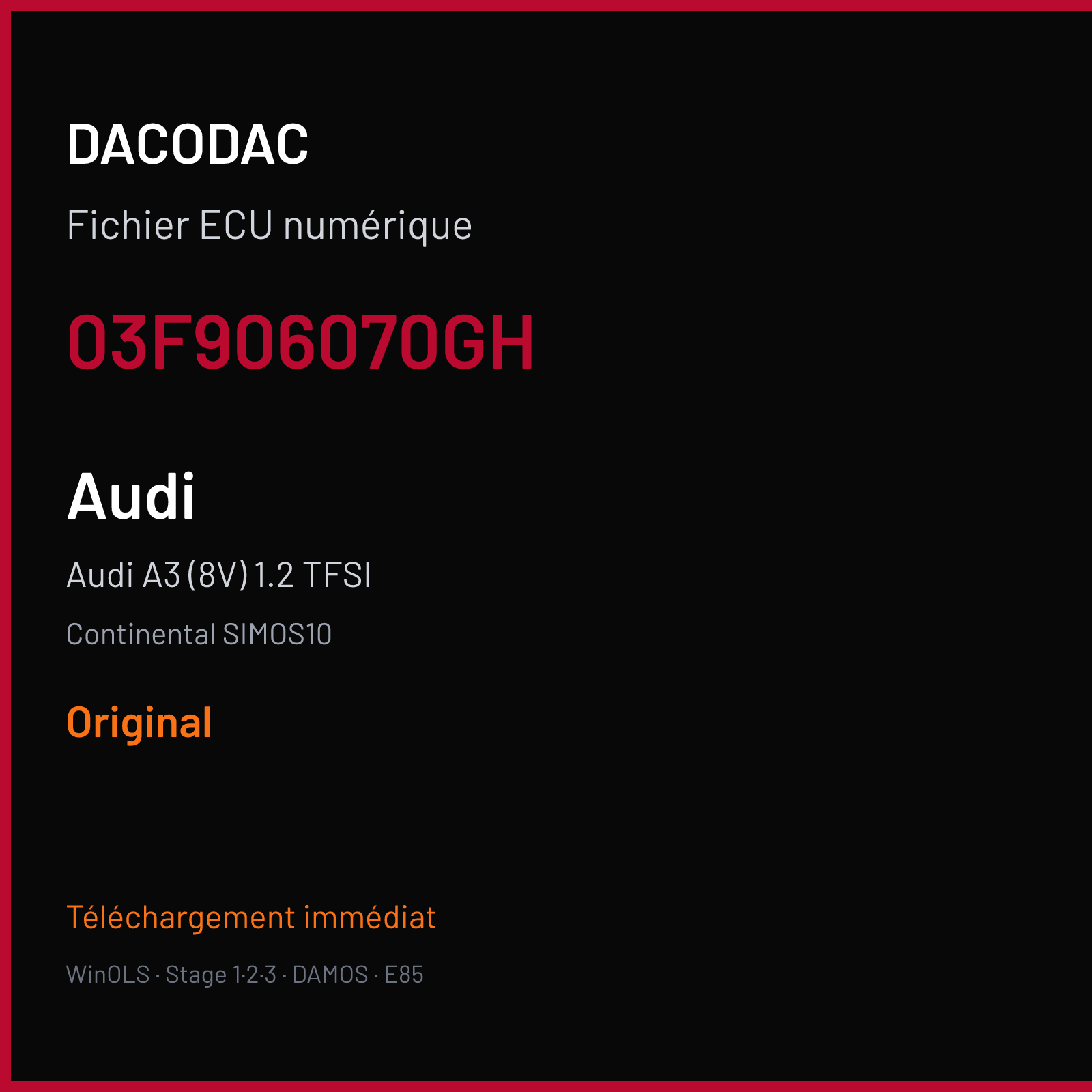 Audi A3 (8V) 1.2 TFSI (2012) — Continental SIMOS10 — 03F906070GH — Original
