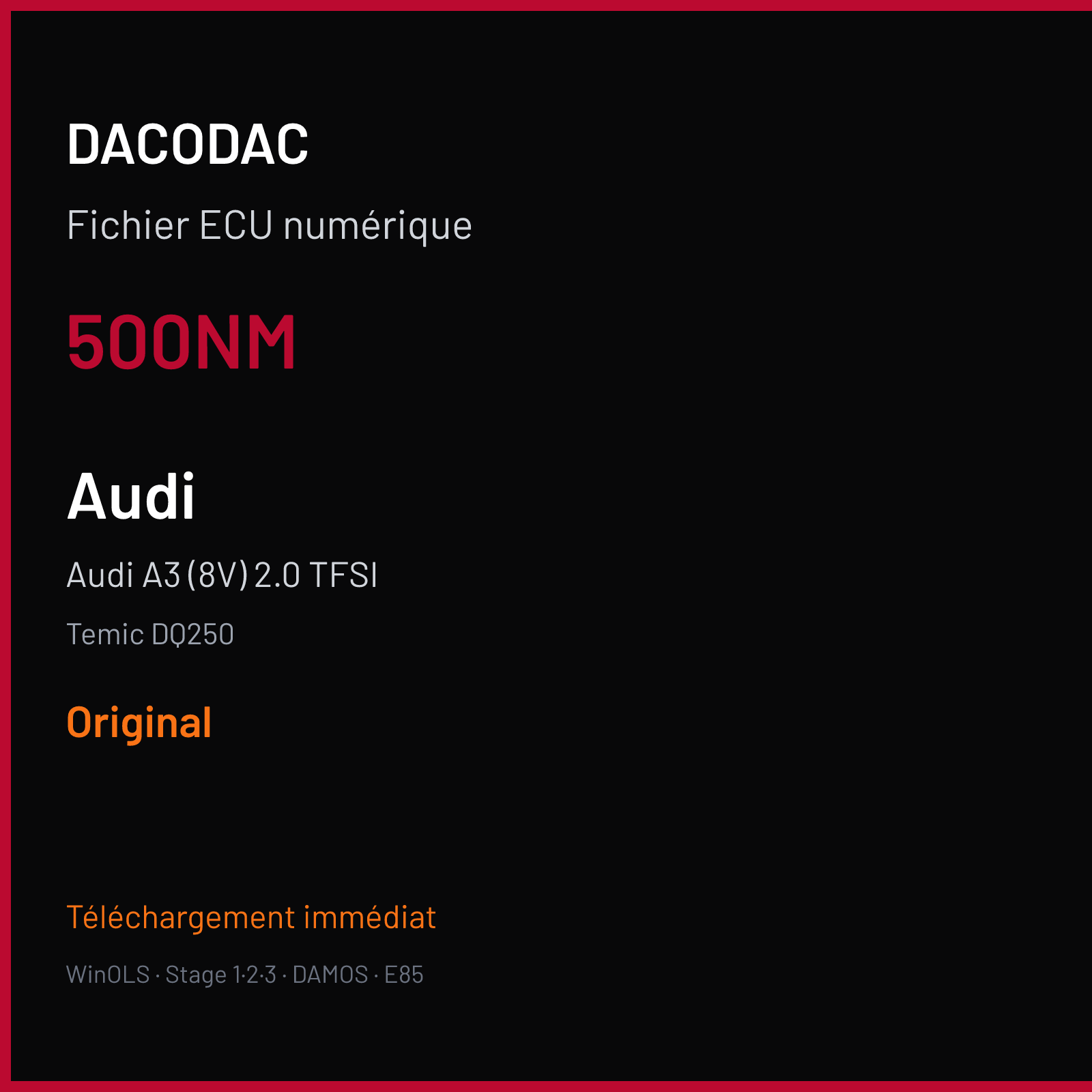 Audi A3 (8V) 2.0 TFSI (2015) — Temic DQ250 — 500NM — Original