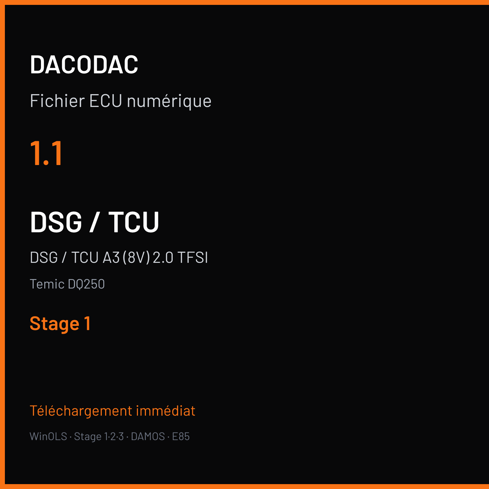 DSG / TCU A3 (8V) 2.0 TFSI (2016) — Temic DQ250 — 1.1 — Stage 1