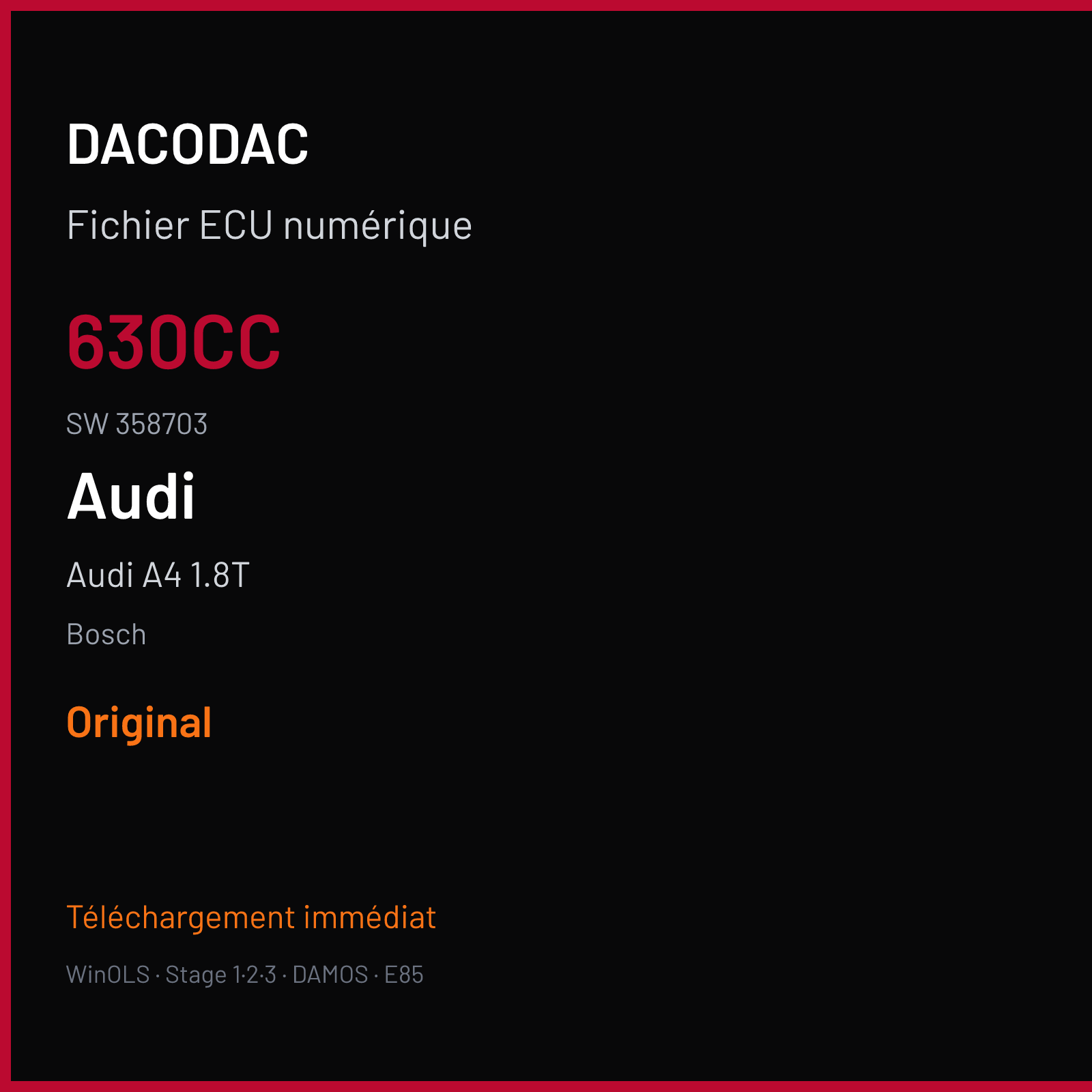 Audi A4 1.8T — Bosch — 630CC · 358703 — Original