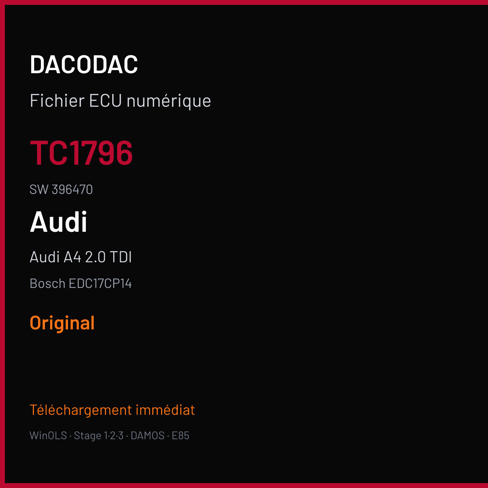 Audi A4 2.0 TDI (2008) — Bosch EDC17CP14 — TC1796 · 396470 — Original