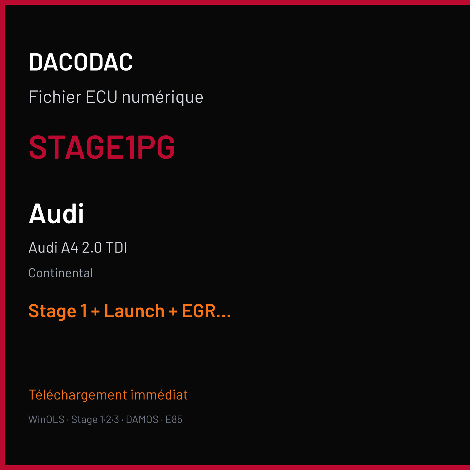Audi A4 2.0 TDI (2006) — Continental — STAGE1PG — Stage 1 + Launch + EGR off + DPF off