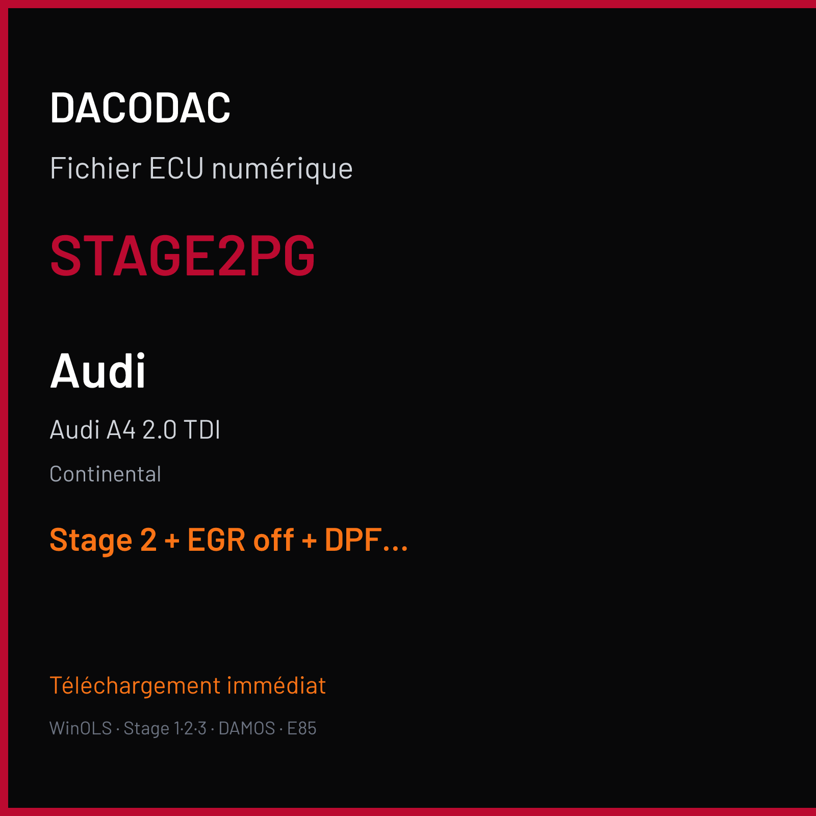 Audi A4 2.0 TDI (2006) — Continental — STAGE2PG — Stage 2 + EGR off + DPF off