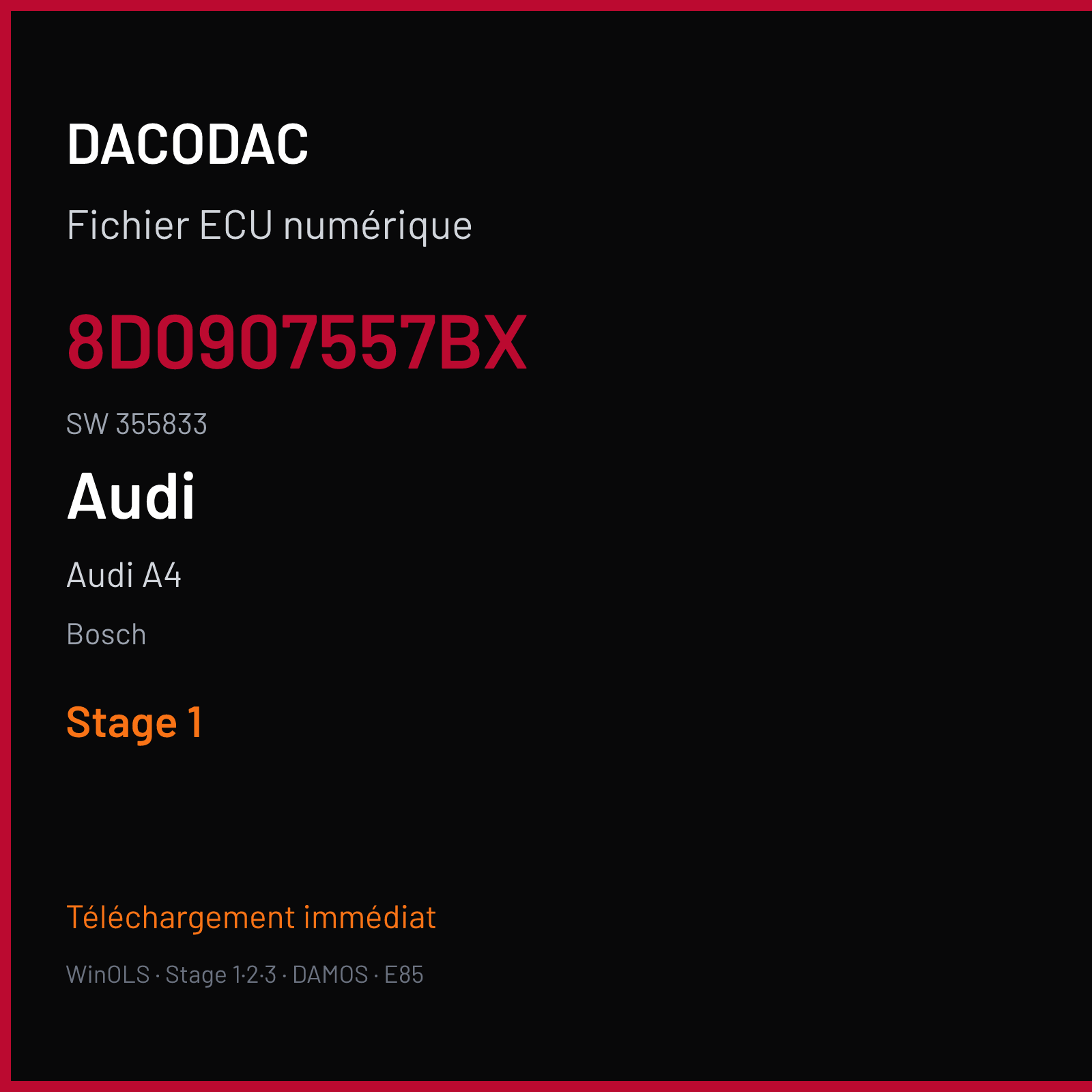 Audi A4 — Bosch — 8D0907557BX · 355833 — Stage 1