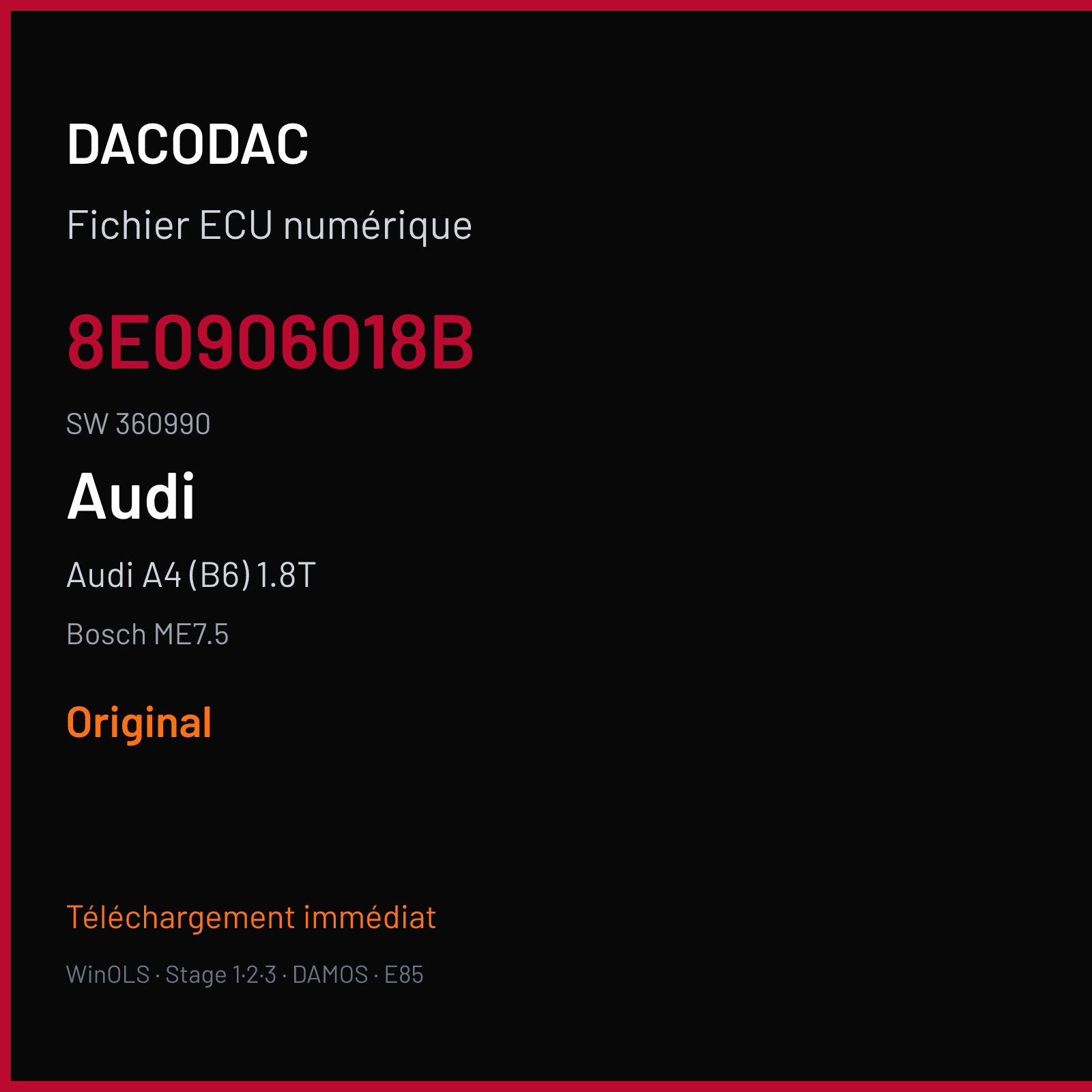 Audi A4 (B6) 1.8T (2001) — Bosch ME7.5 — 8E0906018B · 360990 — Original