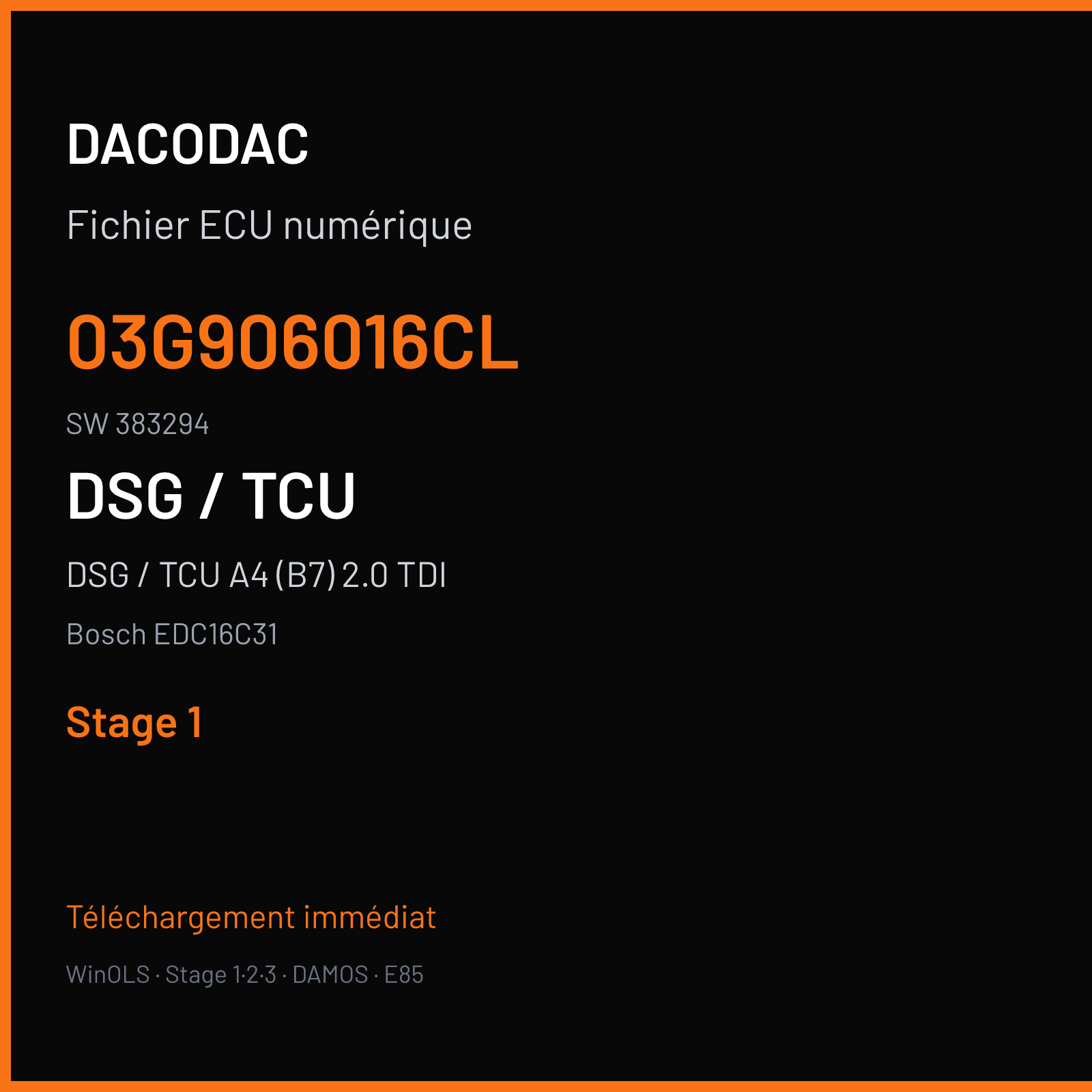 DSG / TCU A4 (B7) 2.0 TDI (2006) — Bosch EDC16C31 — 03G906016CL · 383294 — Stage 1