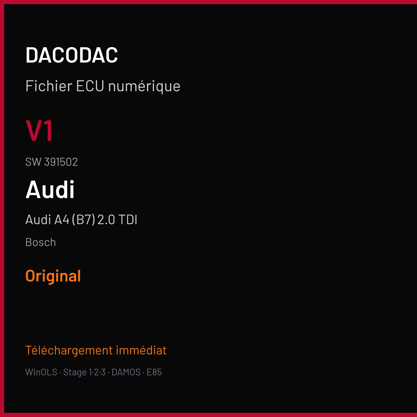 Audi A4 (B7) 2.0 TDI (2006) — Bosch — V1 · 391502 — Original