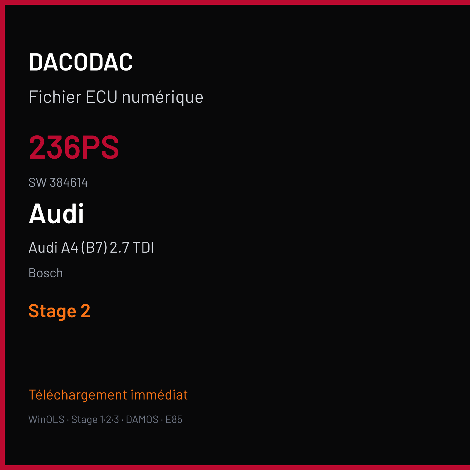 Audi A4 (B7) 2.7 TDI — Bosch — 236PS · 384614 — Stage 2