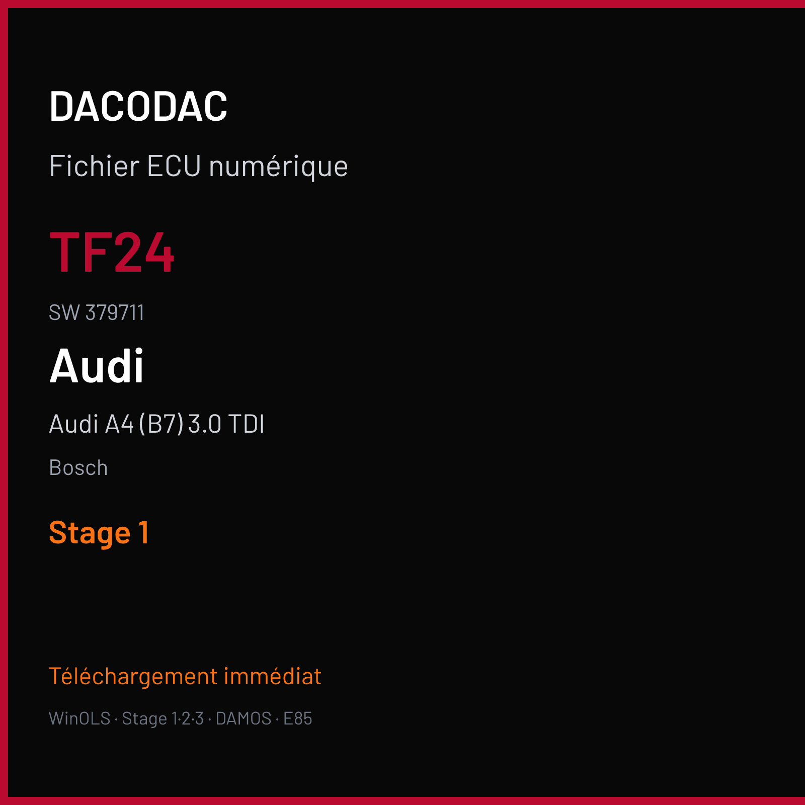 Audi A4 (B7) 3.0 TDI (2006) — Bosch — TF24 · 379711 — Stage 1