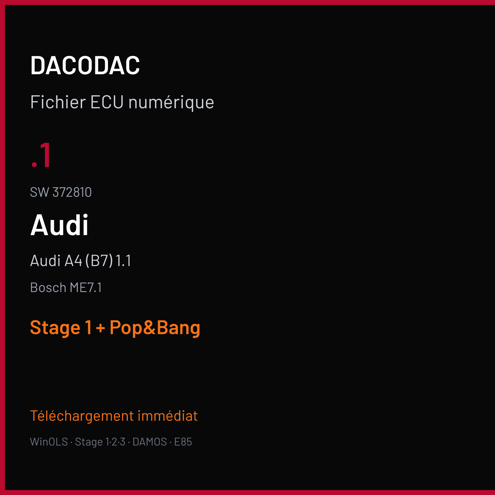 Audi A4 (B7) 1.1 (2007) — Bosch ME7.1 — .1 · 372810 — Stage 1 + Pop&Bang