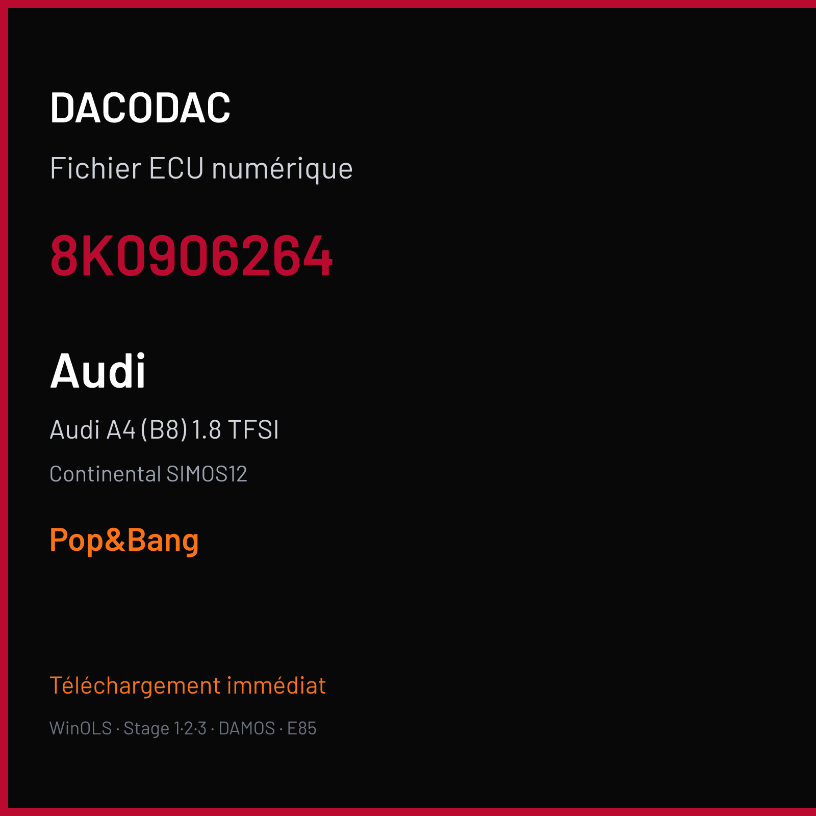 Audi A4 (B8) 1.8 TFSI (2015) — Continental SIMOS12 — 8K0906264 — Pop&Bang