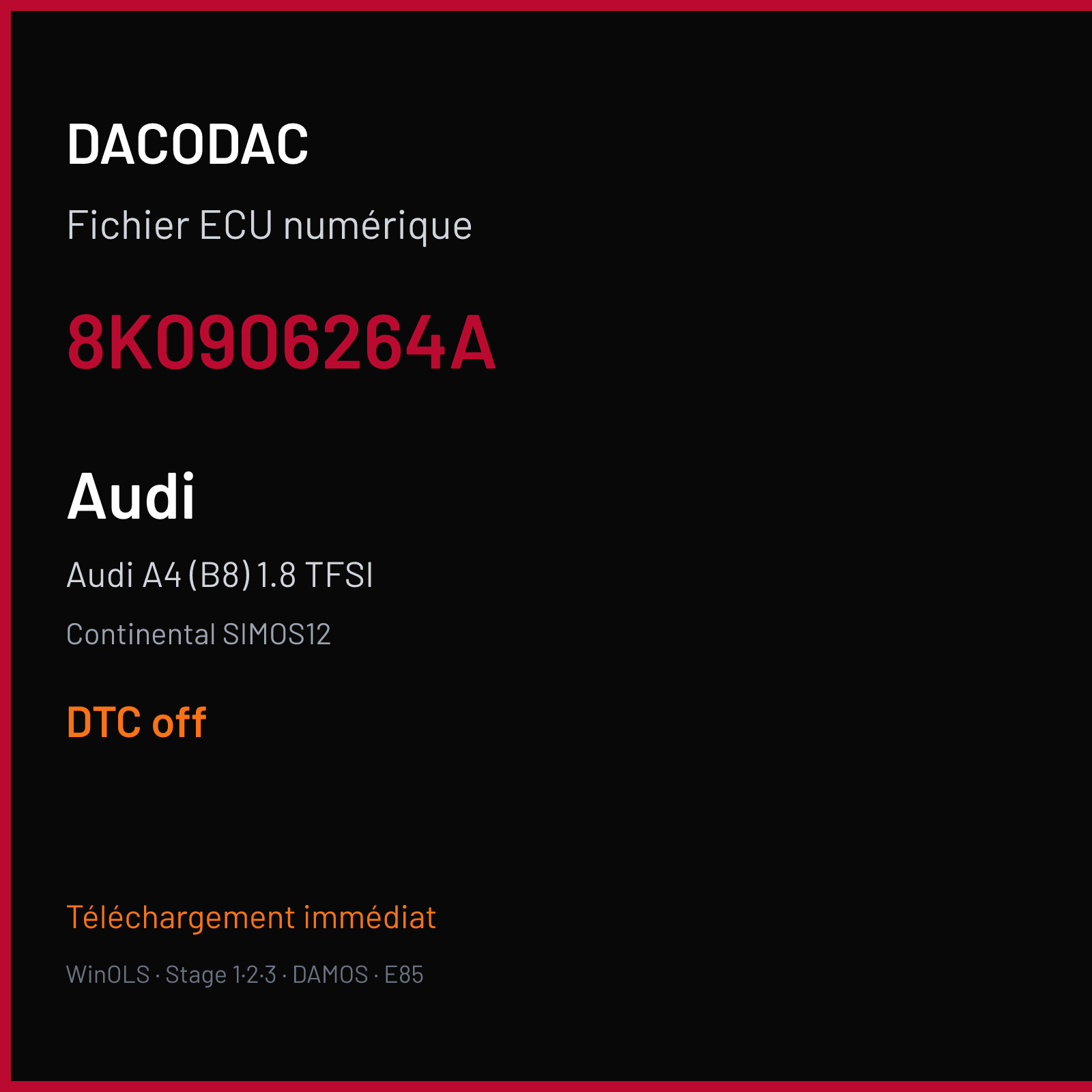 Audi A4 (B8) 1.8 TFSI (2014) — Continental SIMOS12 — 8K0906264A — DTC off