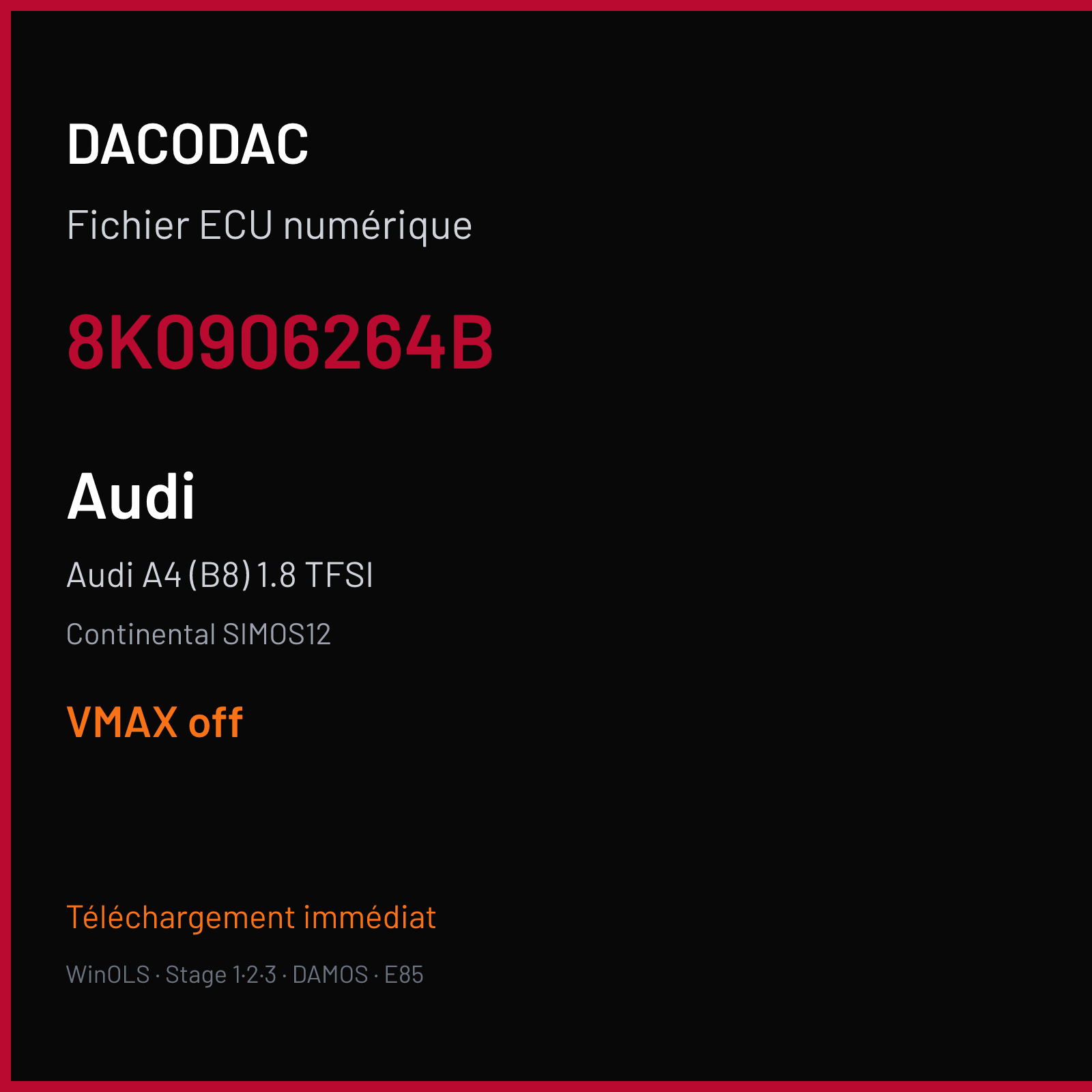 Audi A4 (B8) 1.8 TFSI (2013) — Continental SIMOS12 — 8K0906264B — VMAX off