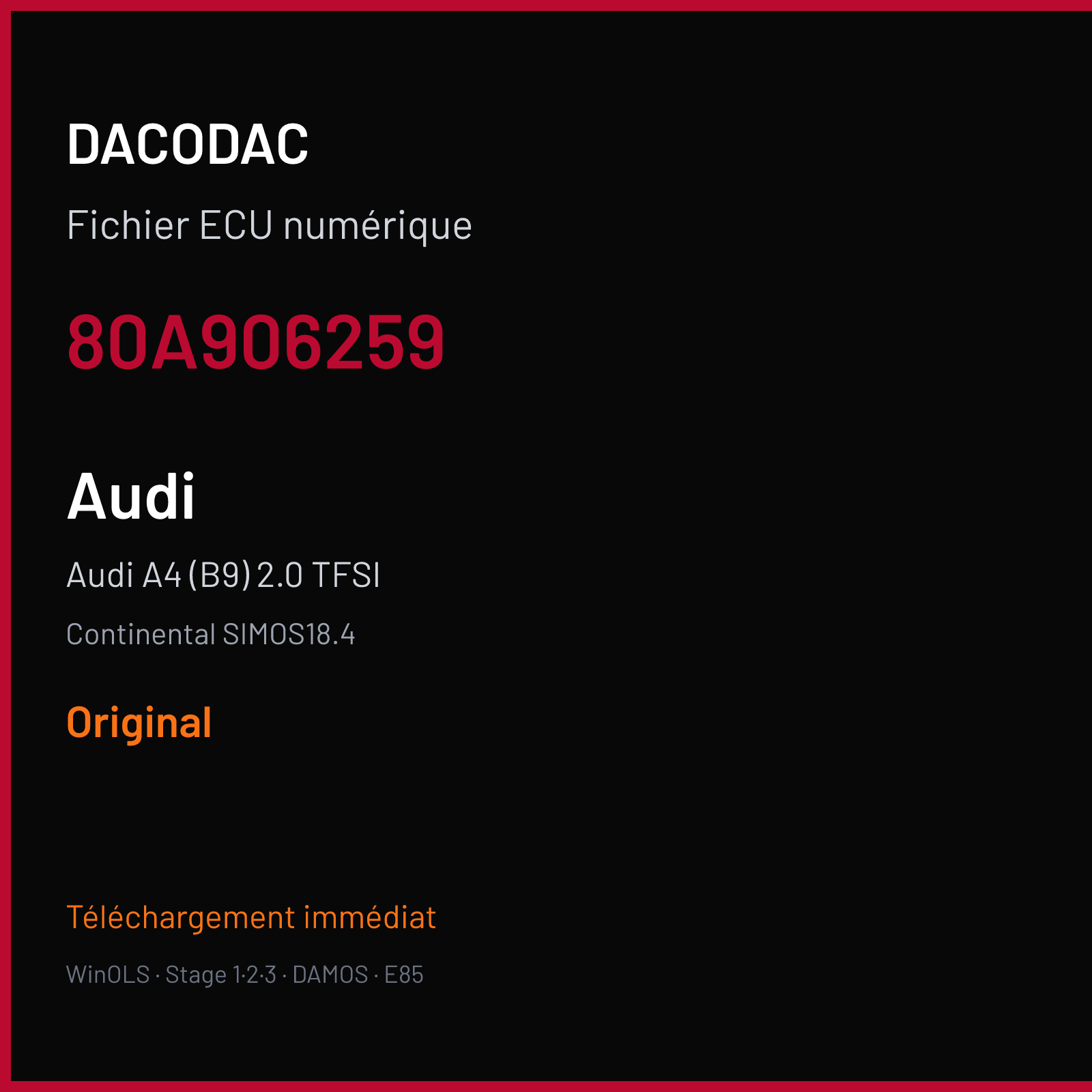Audi A4 (B9) 2.0 TFSI (2018) — Continental SIMOS18.4 — 80A906259 — Original