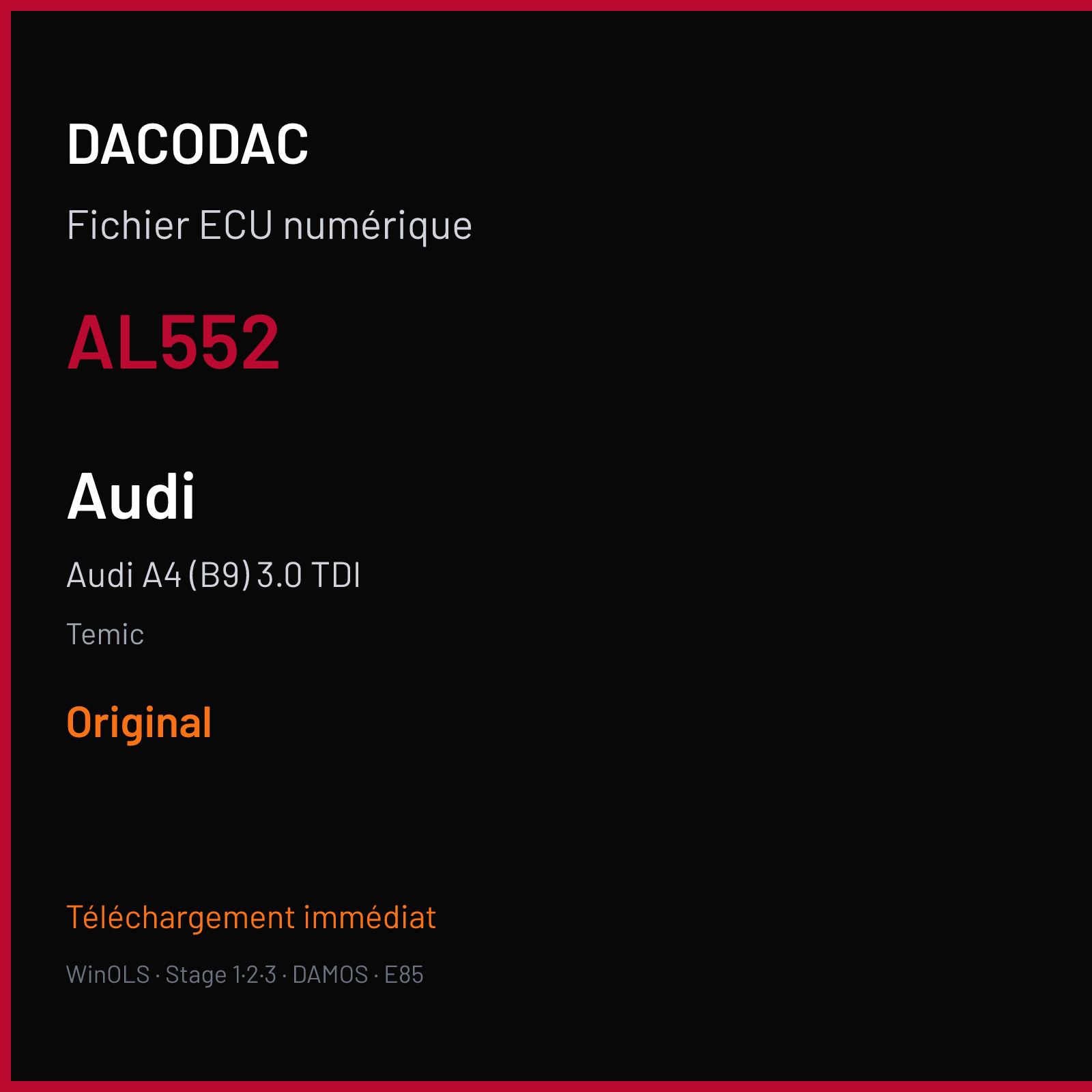 Audi A4 (B9) 3.0 TDI (2020) — Temic — AL552 — Original