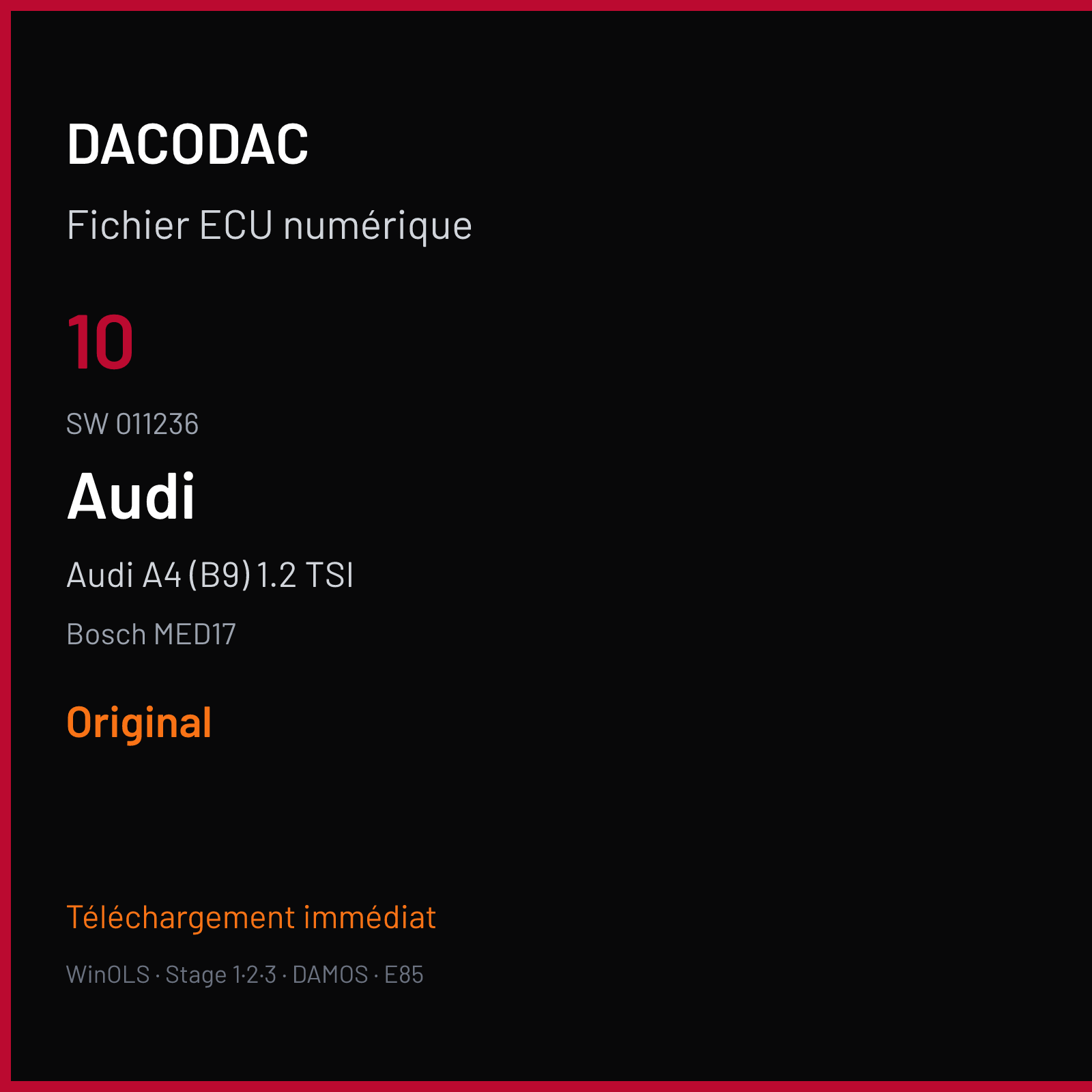 Audi A4 (B9) 1.2 TSI (2015) — Bosch MED17 — 10 · 011236 — Original