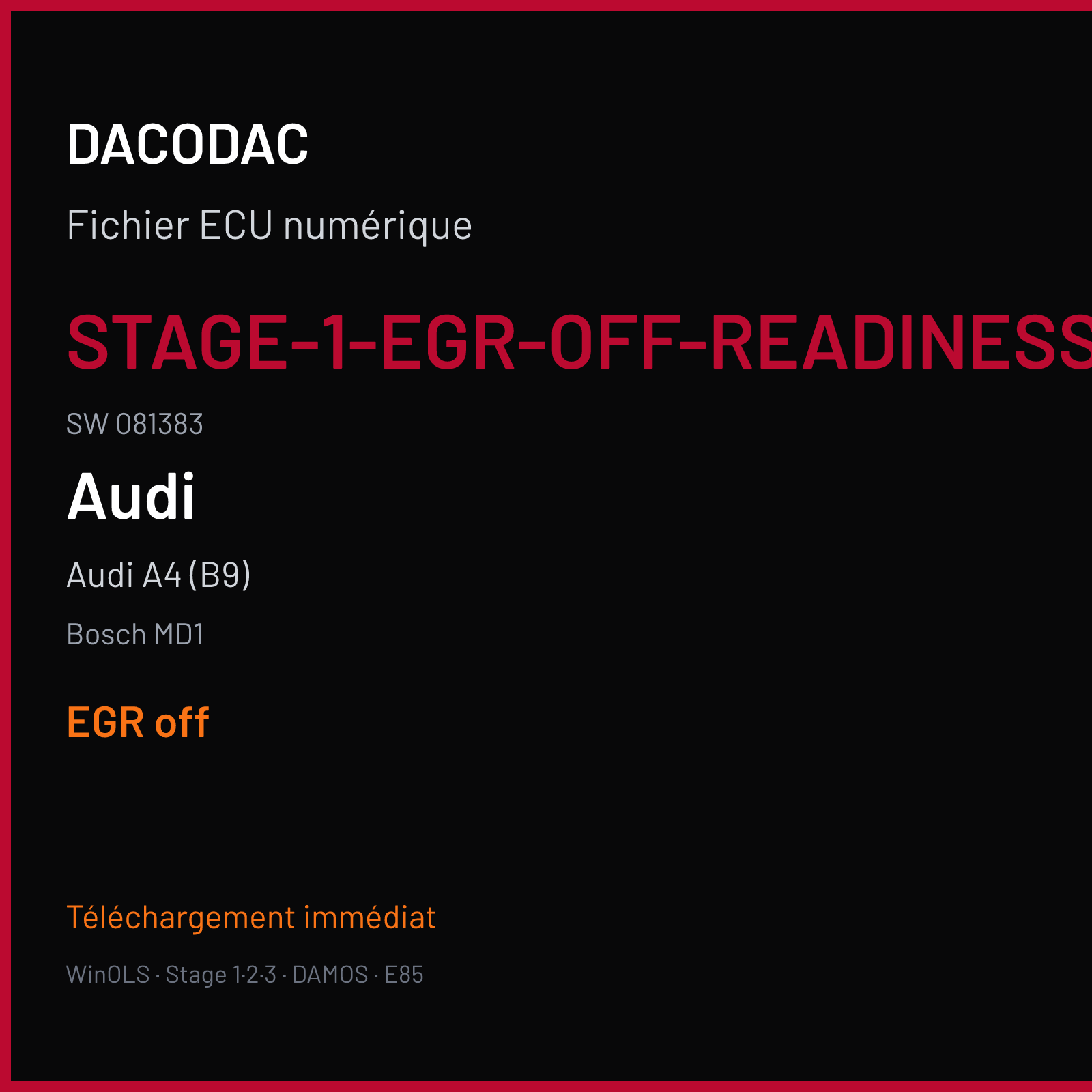 Audi A4 (B9) — Bosch MD1 — STAGE-1-EGR-OFF-READINESS · 081383 — EGR off