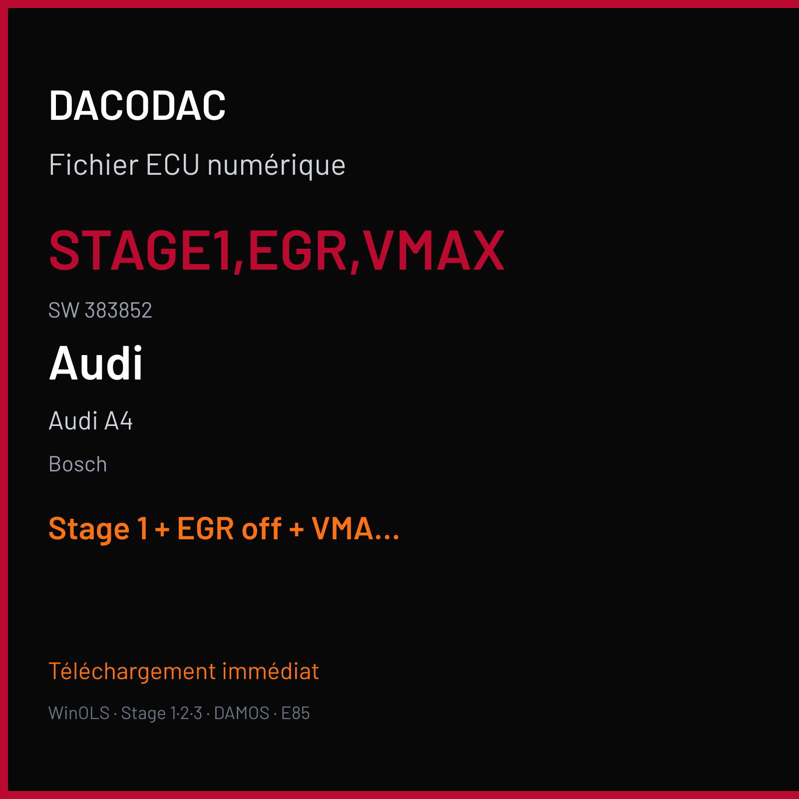 Audi A4 — Bosch — STAGE1,EGR,VMAX · 383852 — Stage 1 + EGR off + VMAX off