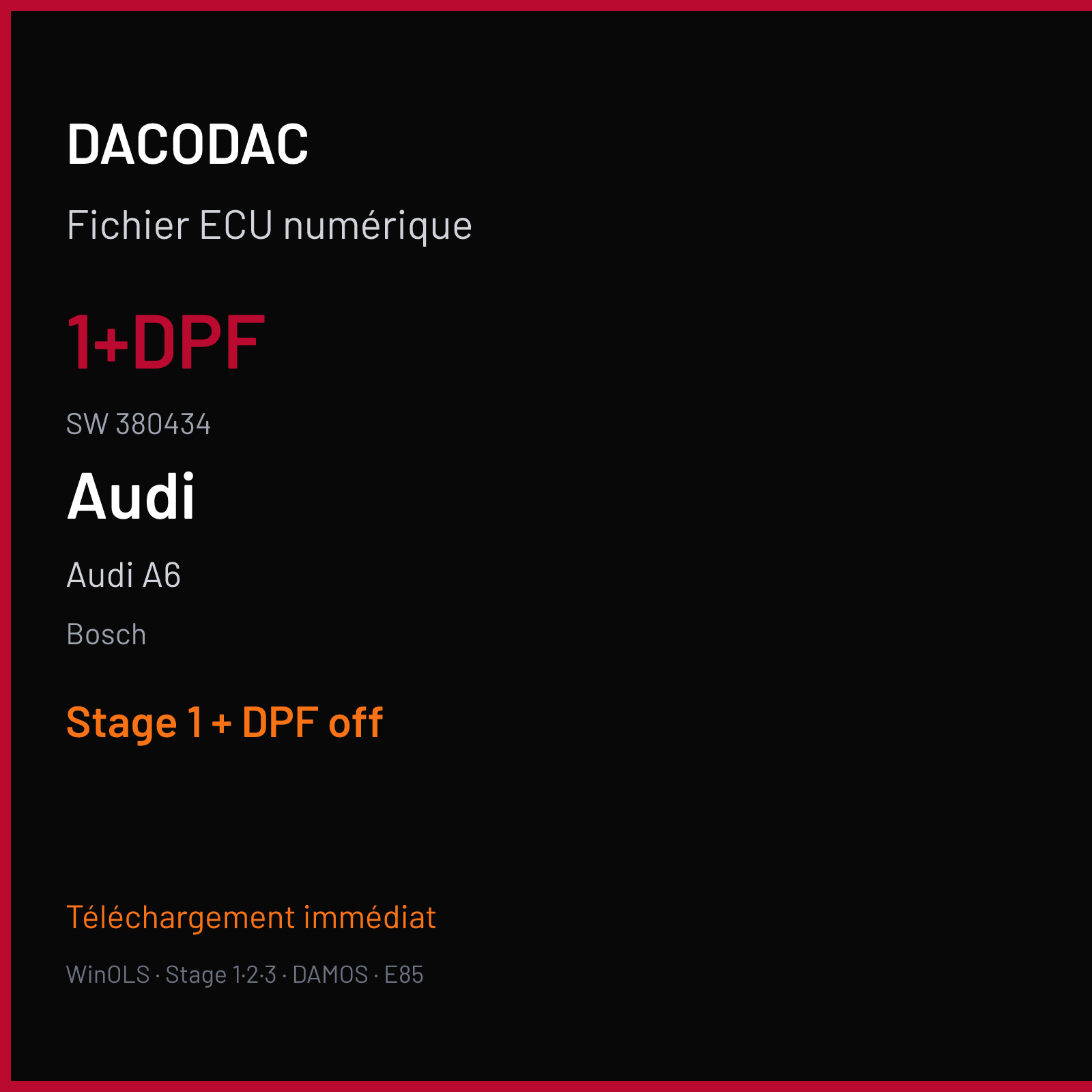 Audi A6 — Bosch — 1+DPF · 380434 — Stage 1 + DPF off