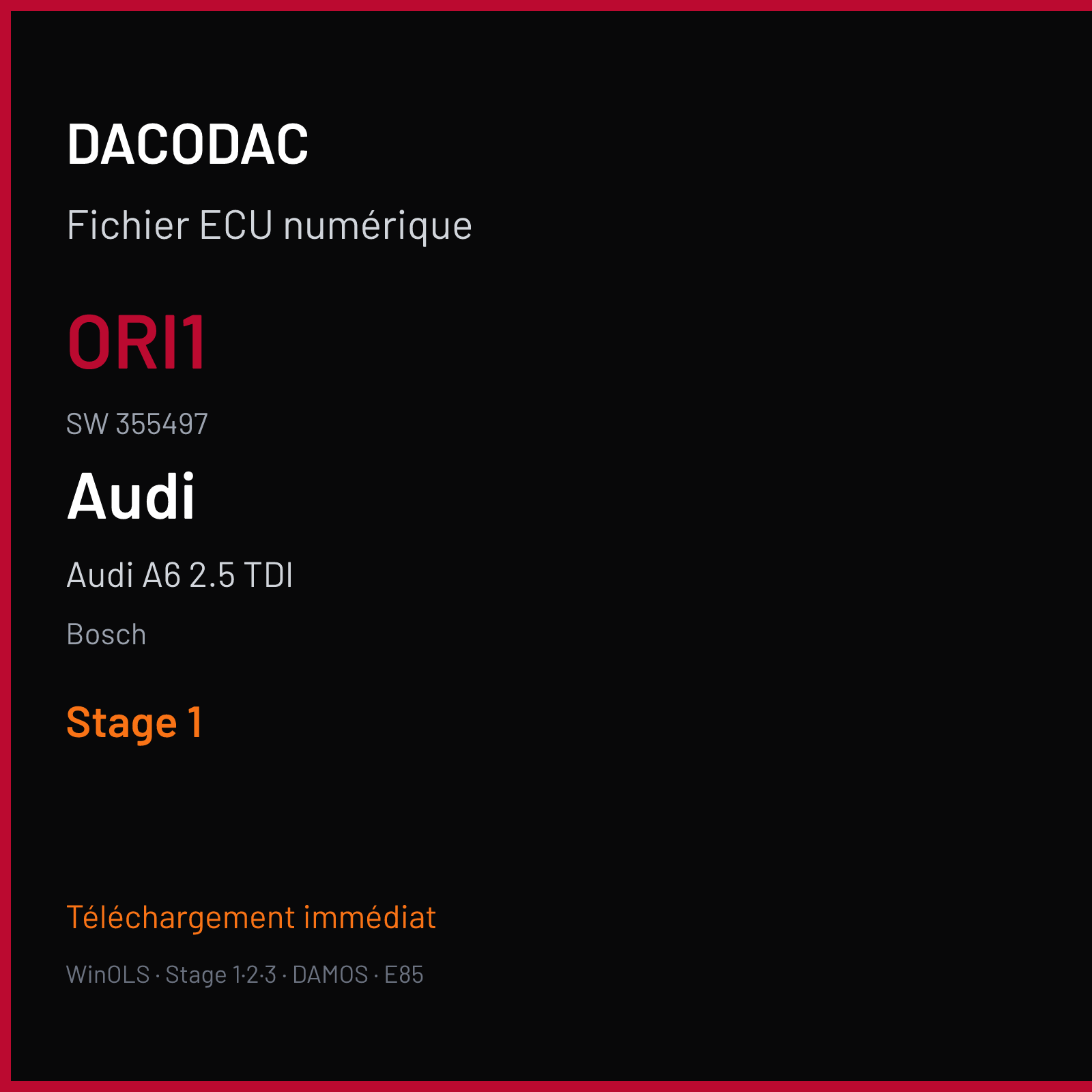 Audi A6 2.5 TDI — Bosch — ORI1 · 355497 — Stage 1