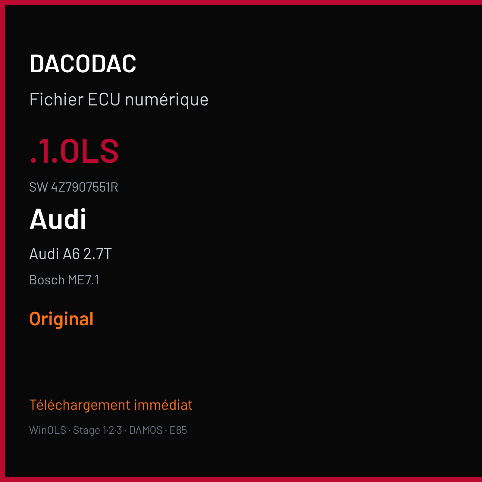 Audi A6 2.7T (2003) — Bosch ME7.1 — .1.OLS · 4Z7907551R — Original