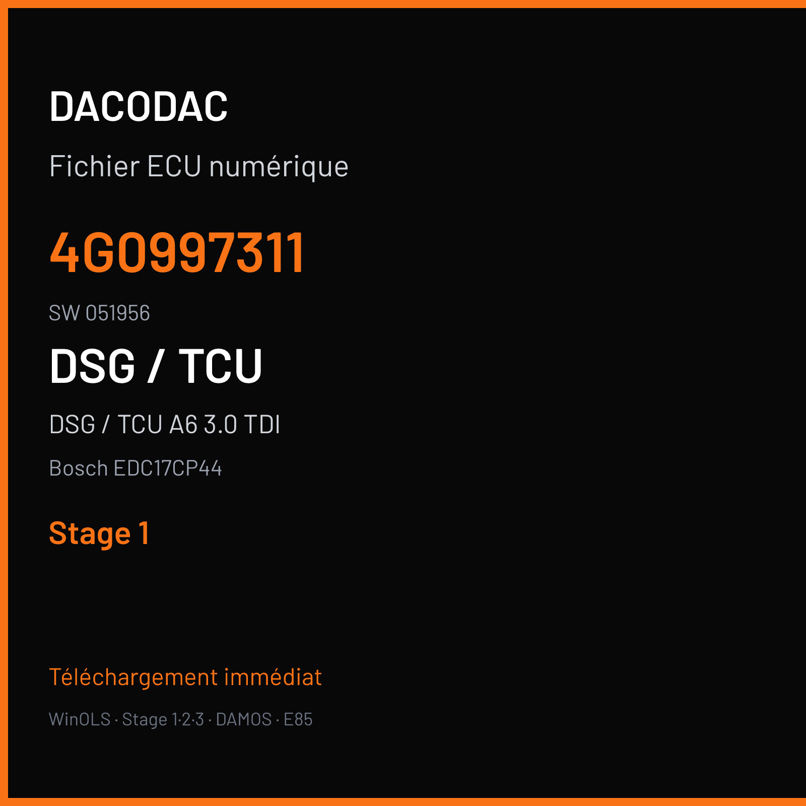 DSG / TCU A6 3.0 TDI (2011) — Bosch EDC17CP44 — 4G0997311 · 051956 — Stage 1