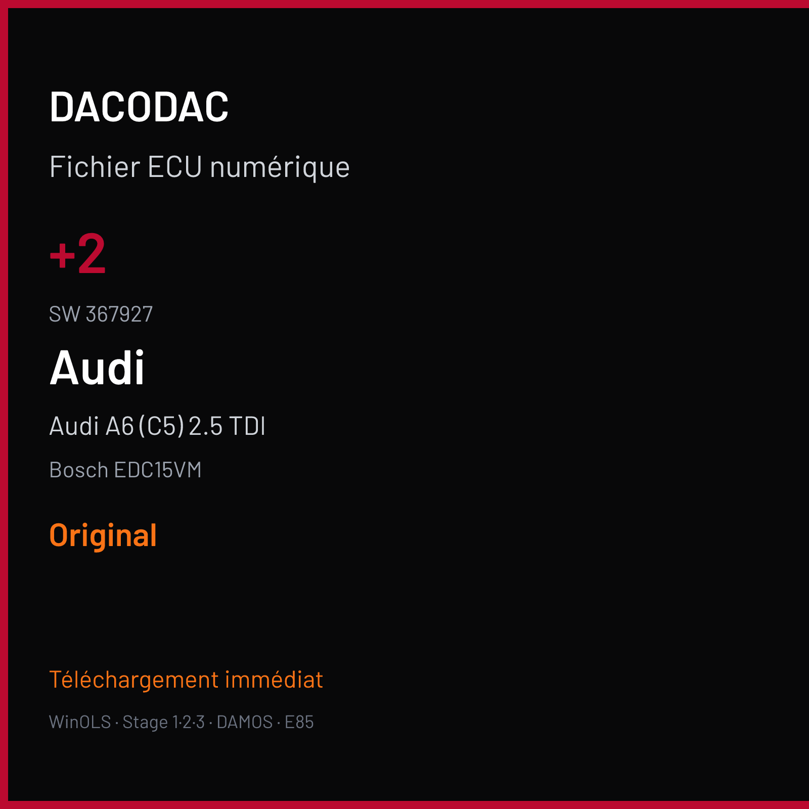 Audi A6 (C5) 2.5 TDI (2003) — Bosch EDC15VM — +2 · 367927 — Original