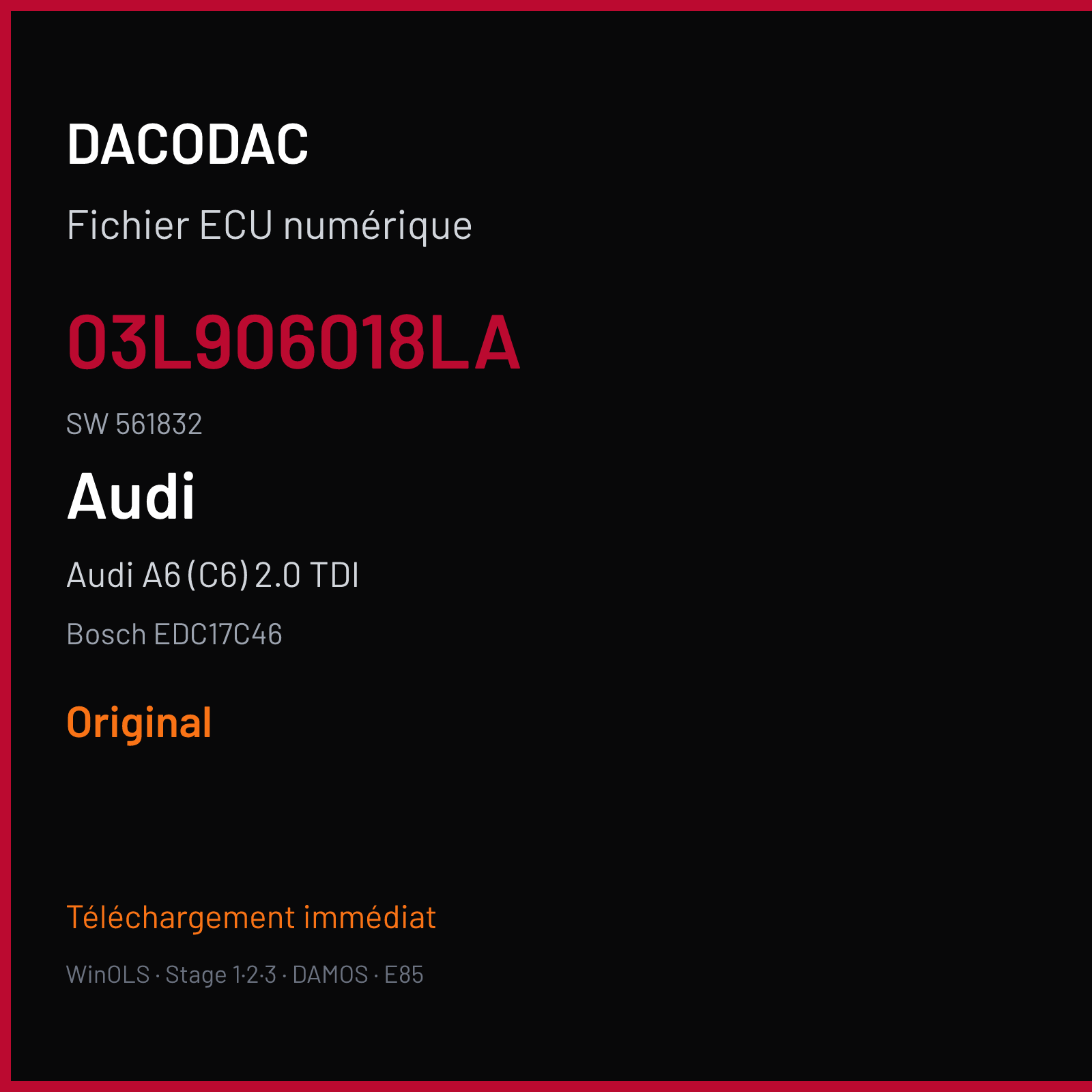 Audi A6 (C6) 2.0 TDI (2011) — Bosch EDC17C46 — 03L906018LA · 561832 — Original