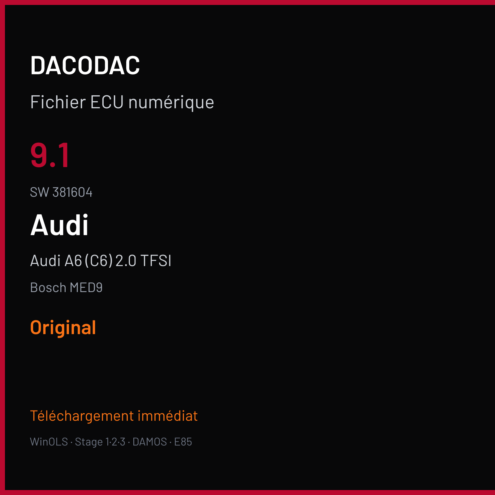 Audi A6 (C6) 2.0 TFSI (2004) — Bosch MED9 — 9.1 · 381604 — Original