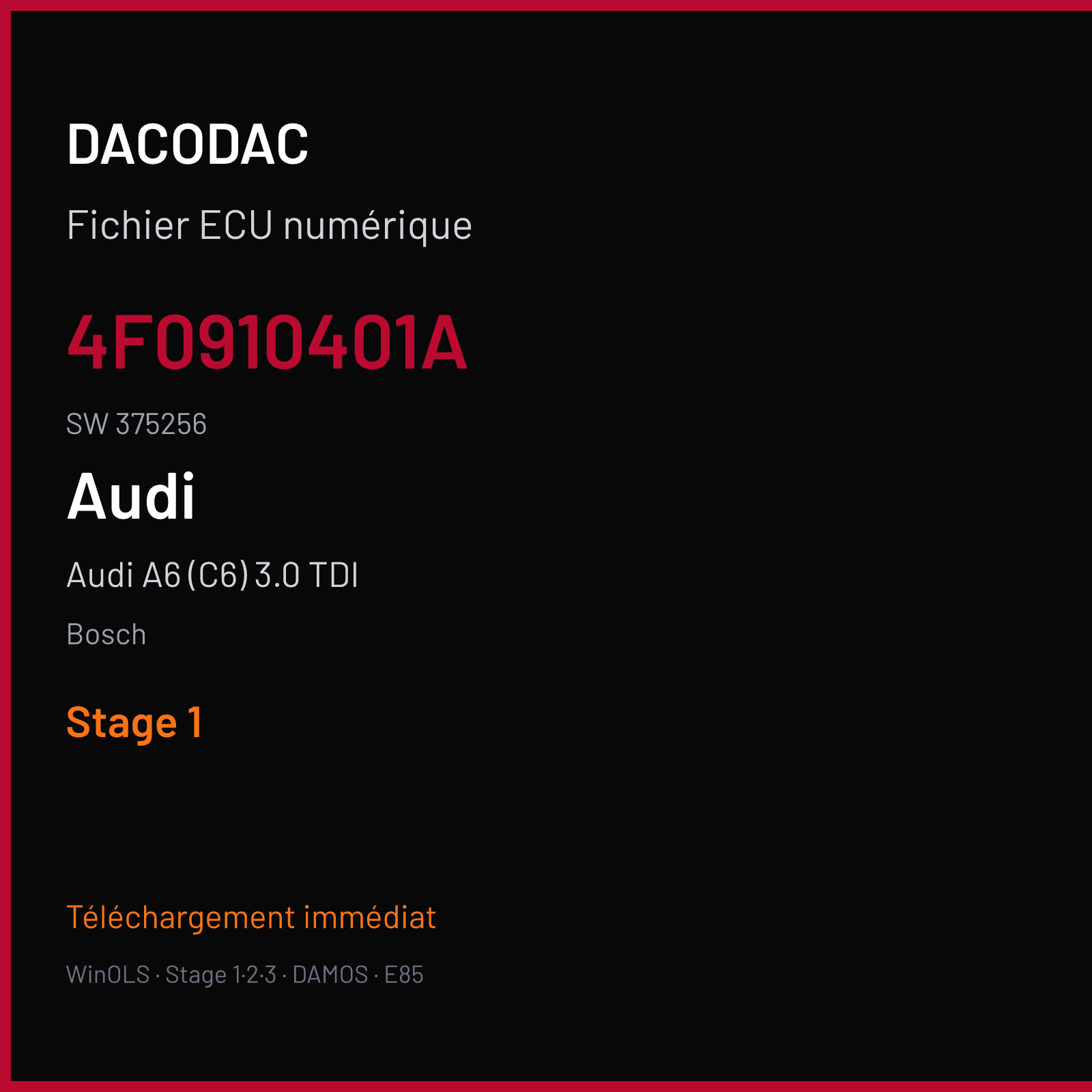 Audi A6 (C6) 3.0 TDI (2006) — Bosch — 4F0910401A · 375256 — Stage 1