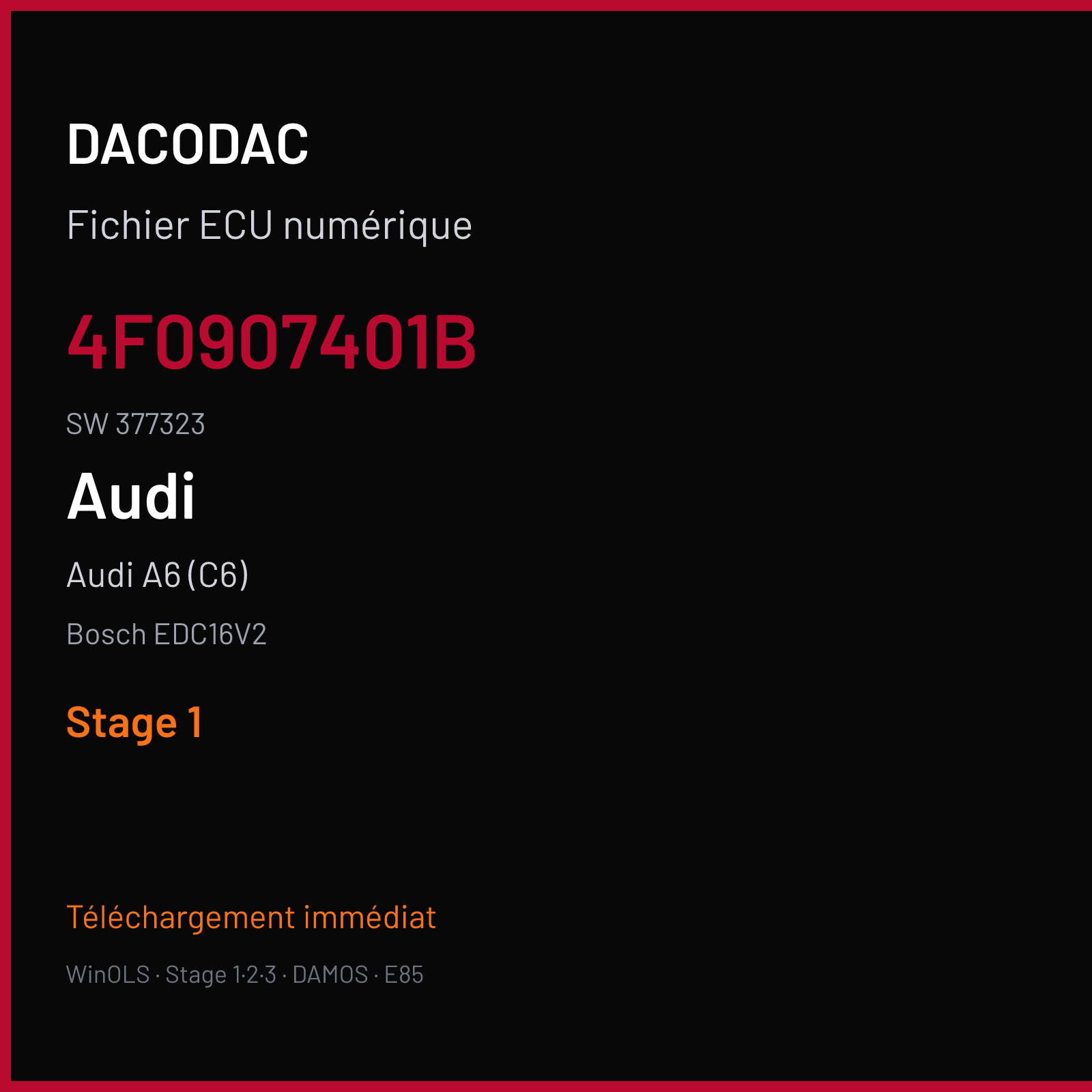 Audi A6 (C6) (2006) — Bosch EDC16V2 — 4F0907401B · 377323 — Stage 1