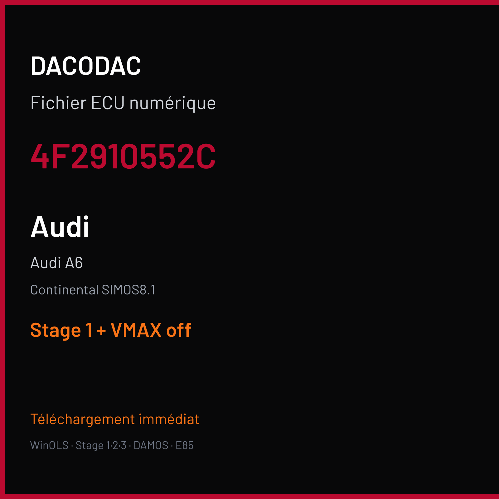 Audi A6 — Continental SIMOS8.1 — 4F2910552C — Stage 1 + VMAX off