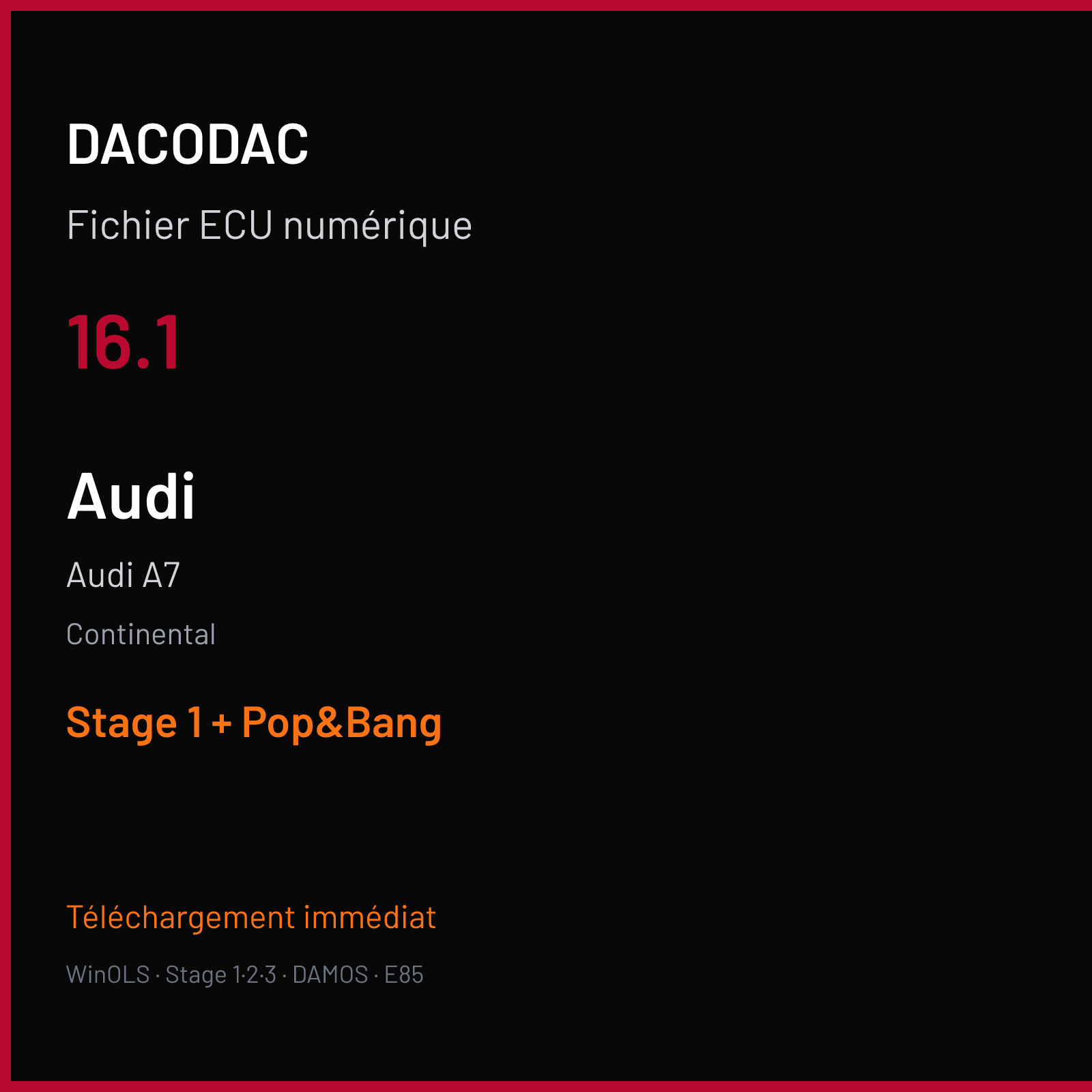 Audi A7 (2016) — Continental — 16.1 — Stage 1 + Pop&Bang