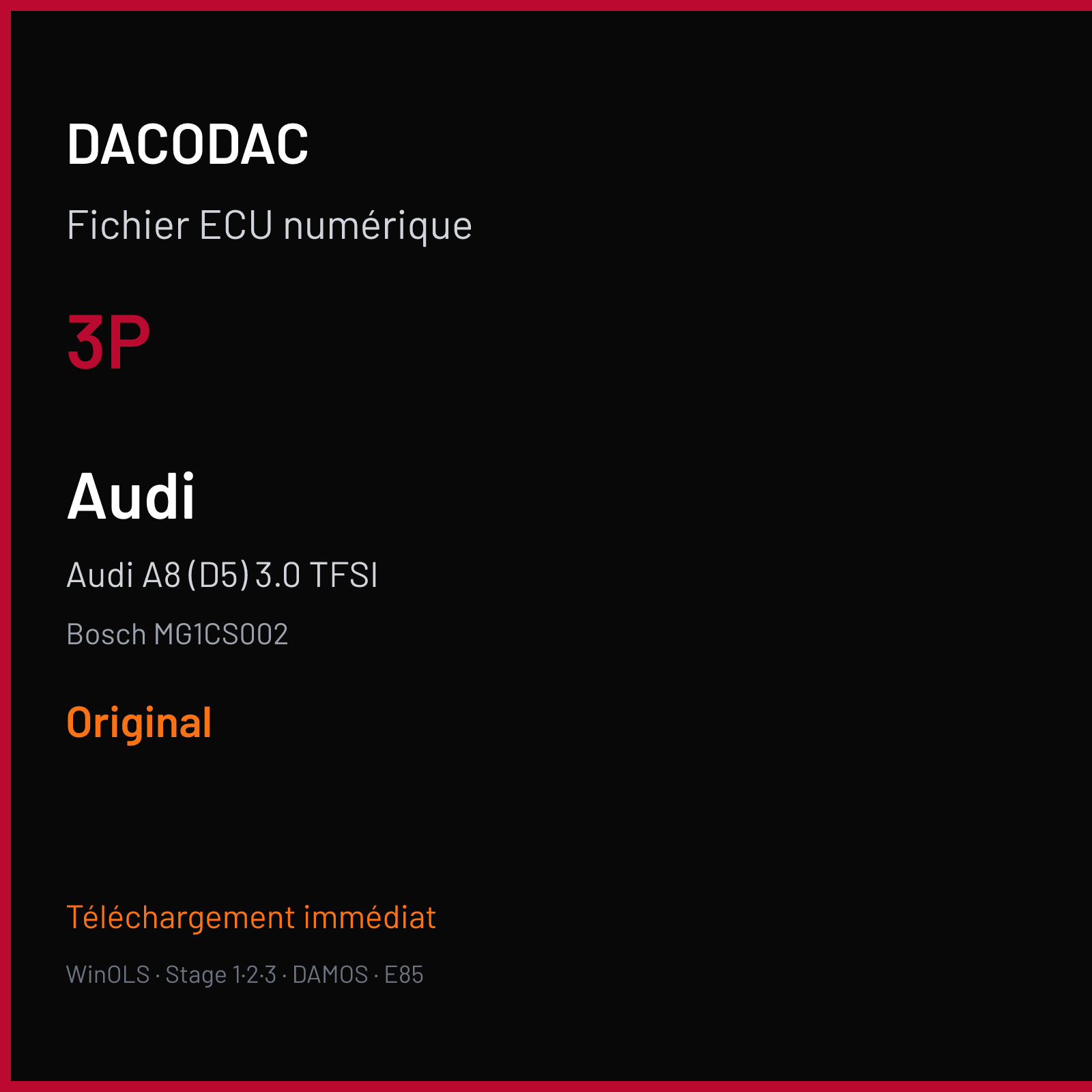 Audi A8 (D5) 3.0 TFSI (2019) — Bosch MG1CS002 — 3P — Original