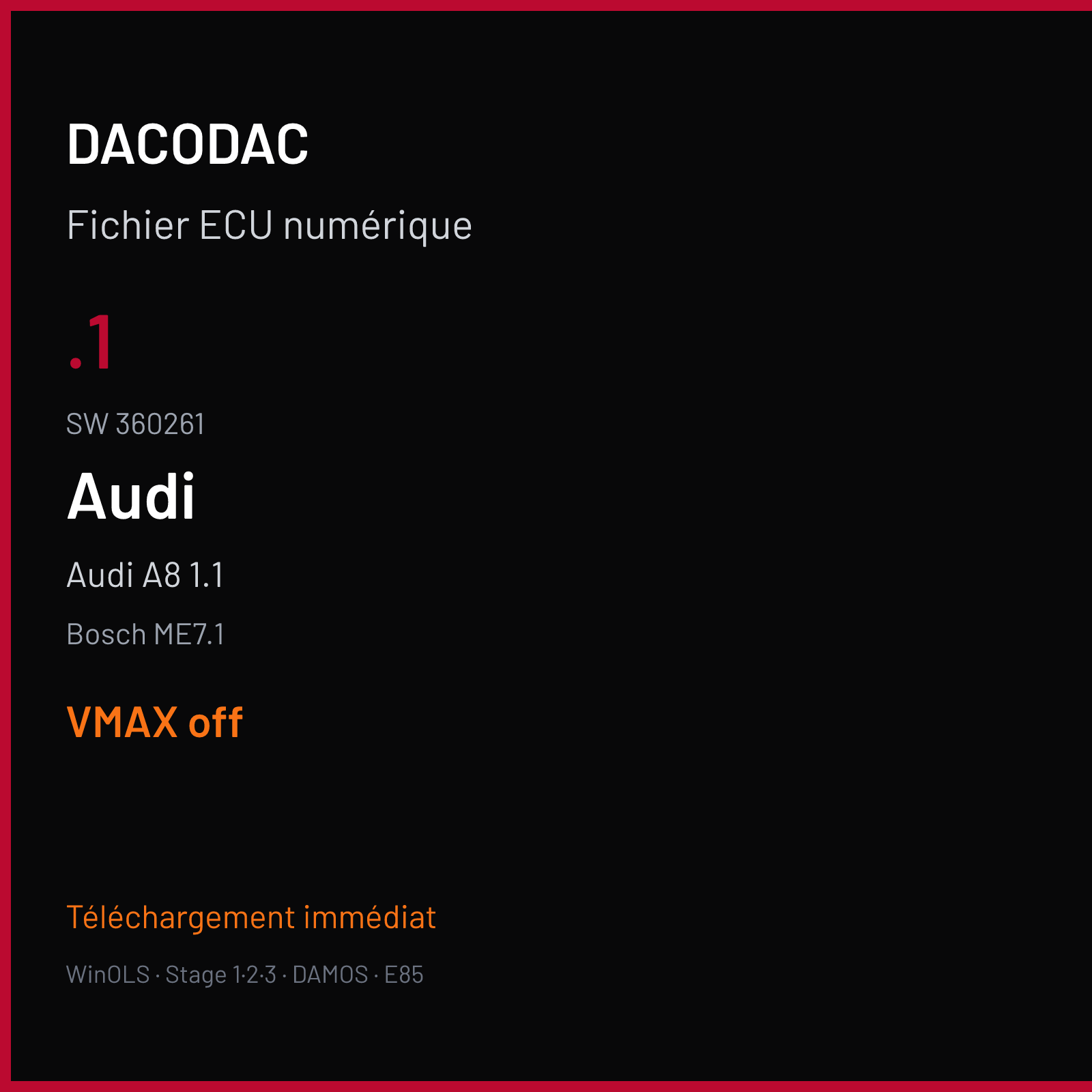 Audi A8 1.1 — Bosch ME7.1 — .1 · 360261 — VMAX off