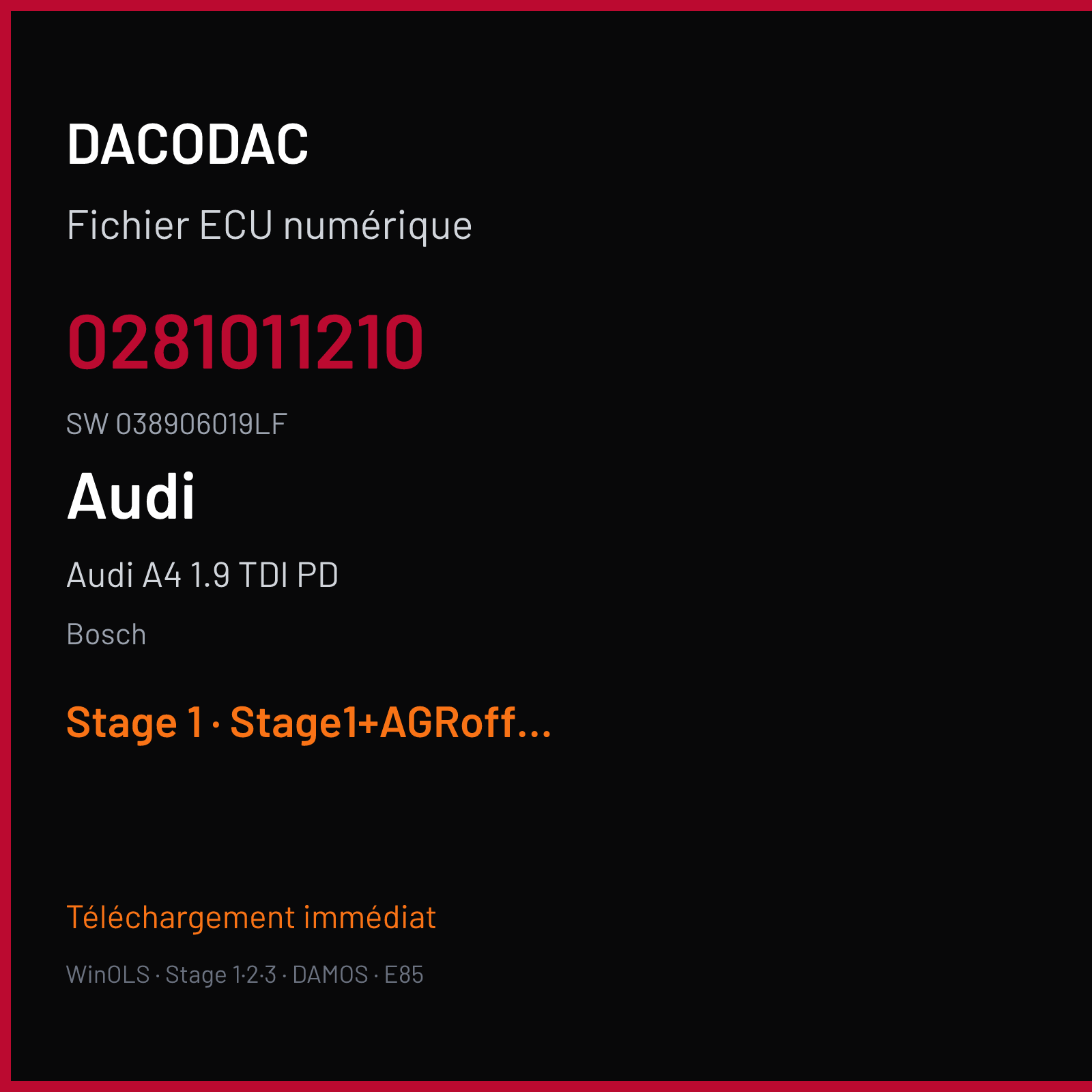 Audi A4 1.9 TDI PD (2003) — Bosch — 0281011210 · 038906019LF — Stage 1