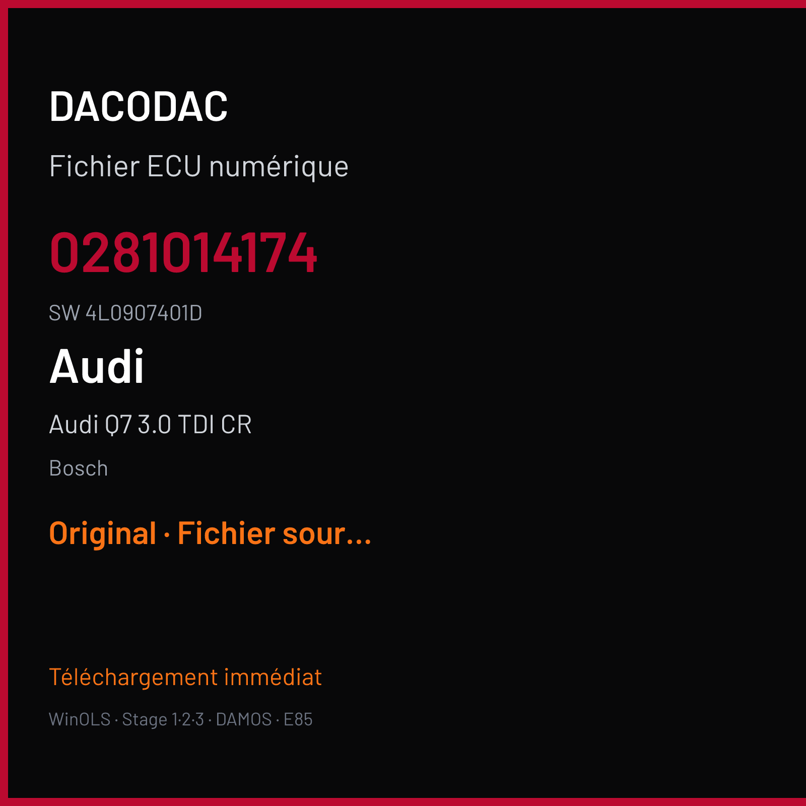 Audi Q7 3.0 TDI CR (2009) — Bosch — 0281014174 · 4L0907401D — Original