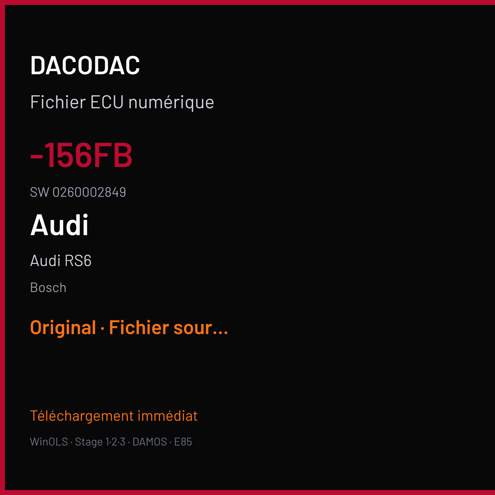 Audi RS6 — Bosch — -156FB · 0260002849 · 779998 Undefined — Original