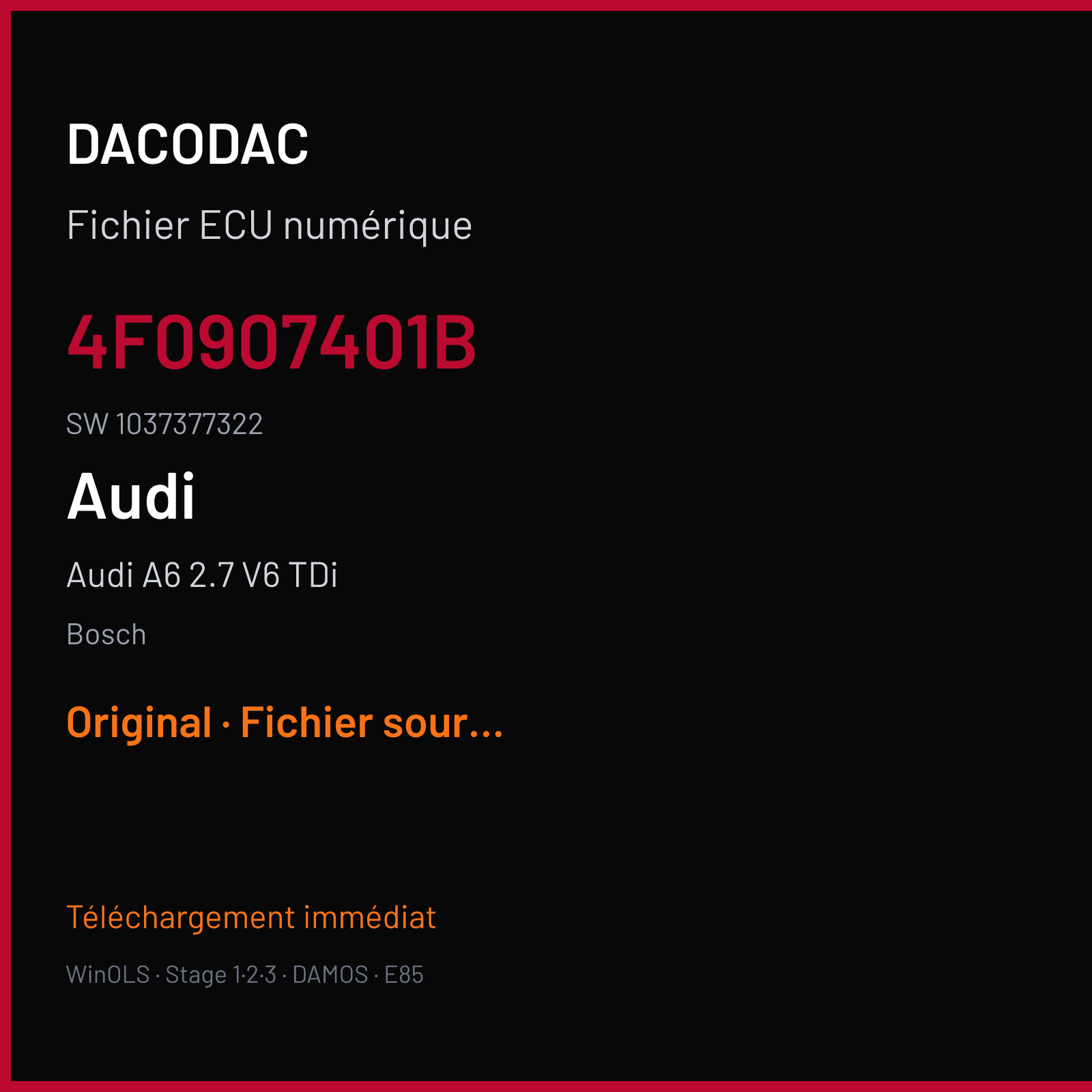 Audi A6 2.7 V6 TDi (2006) — Bosch — 4F0907401B · 1037377322 — Original