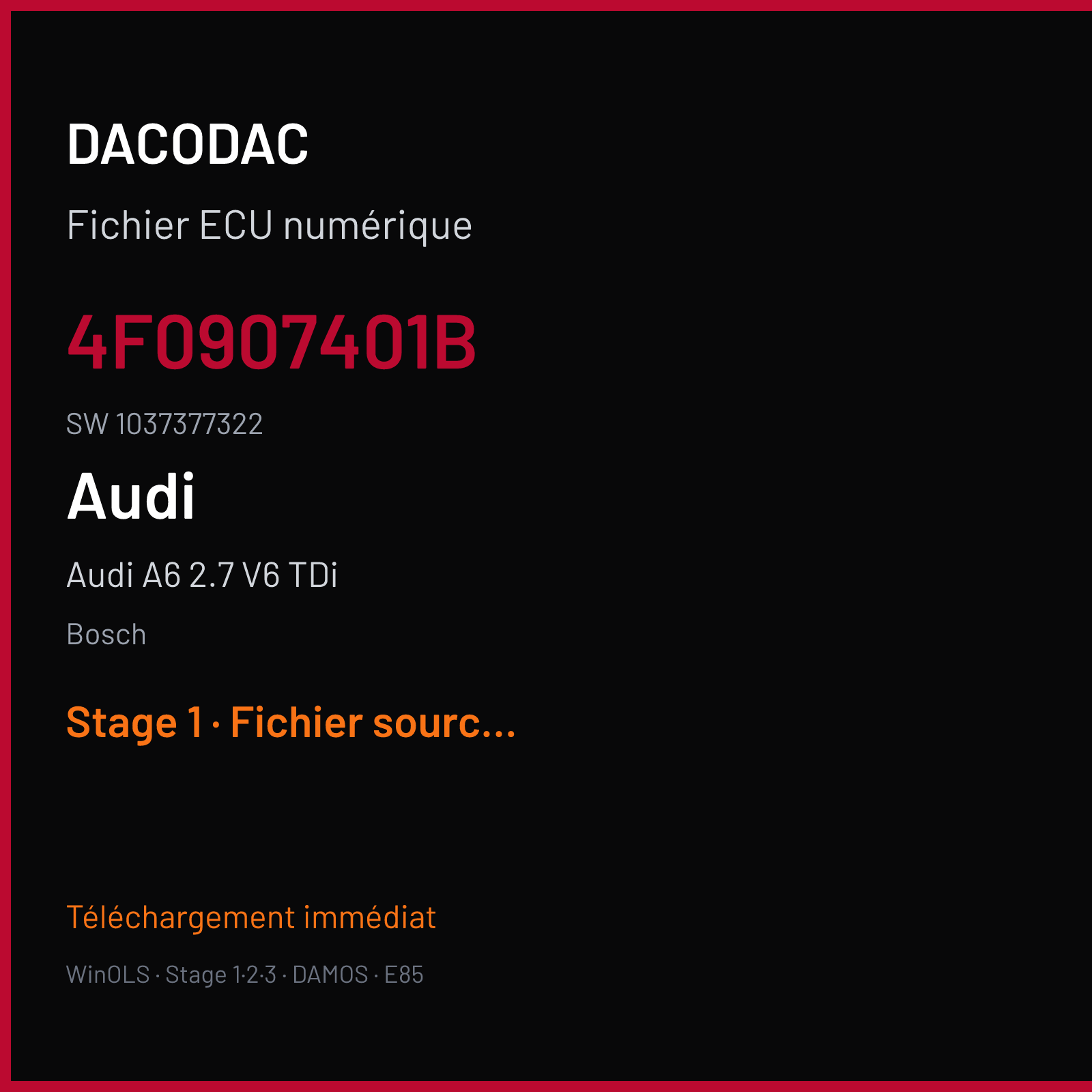 Audi A6 2.7 V6 TDi (2006) — Bosch — 4F0907401B · 1037377322 — Stage 1