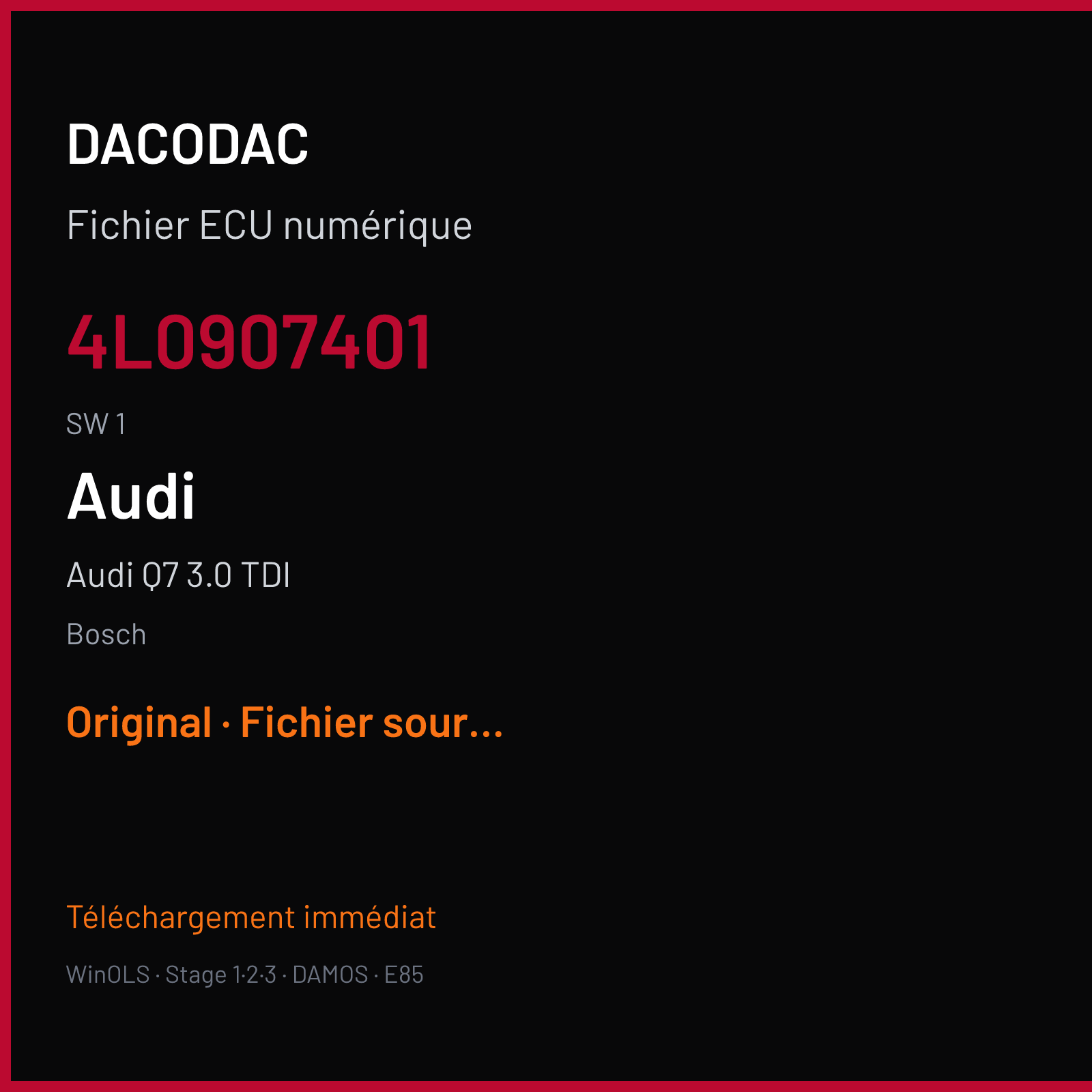 Audi Q7 3.0 TDI (2007) — Bosch — 4L0907401 · 1 — Original