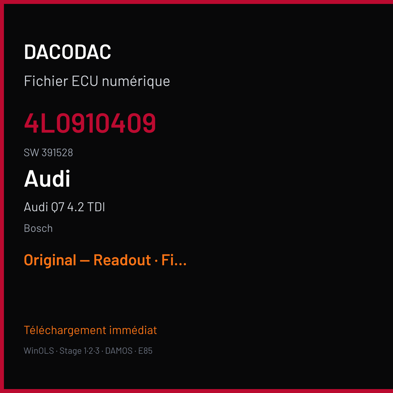 Audi Q7 4.2 TDI (2007) — Bosch — 4L0910409 · 391528 — Original — Readout