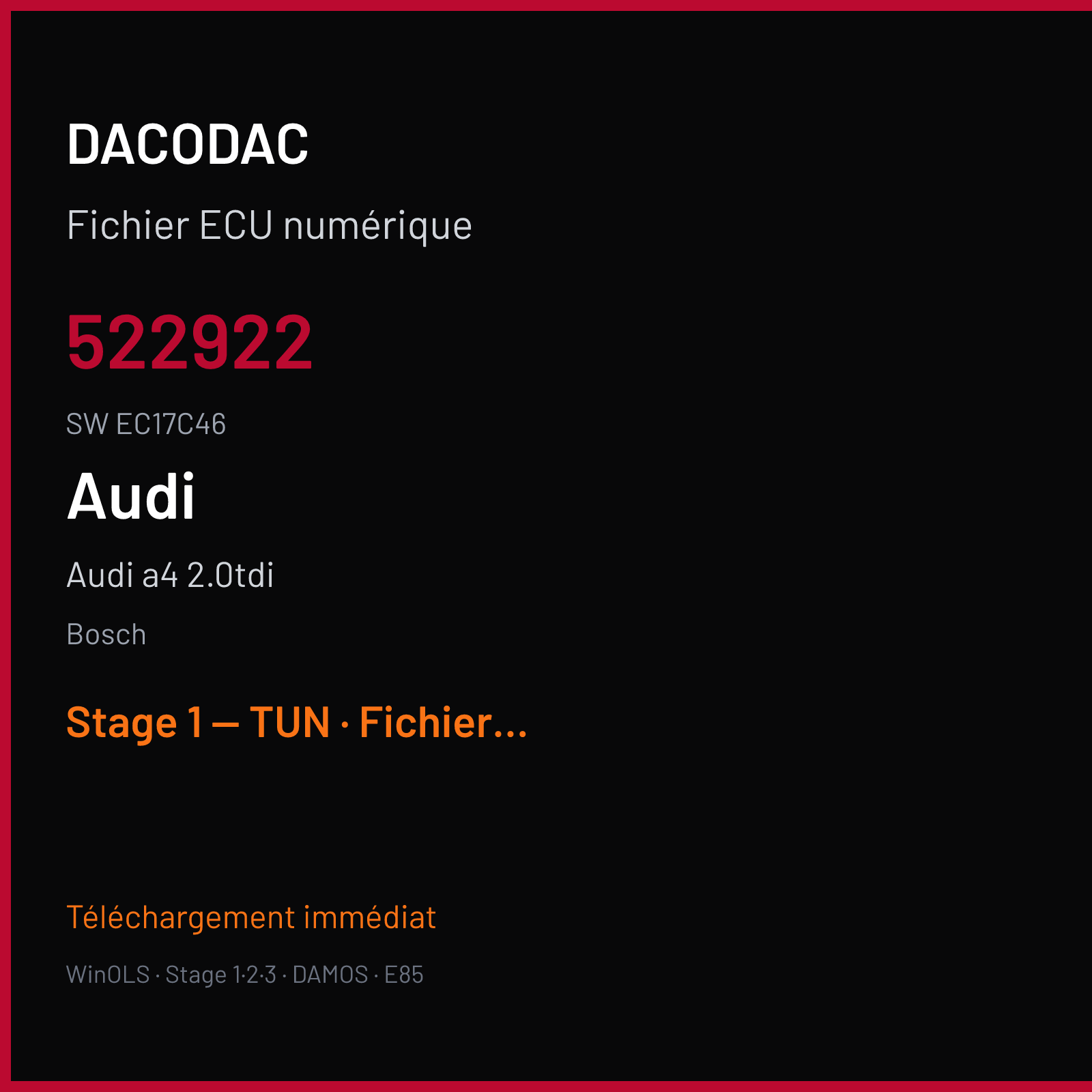 Audi a4 2.0tdi (2012) — Bosch — 522922 · EC17C46 — Stage 1 — TUN