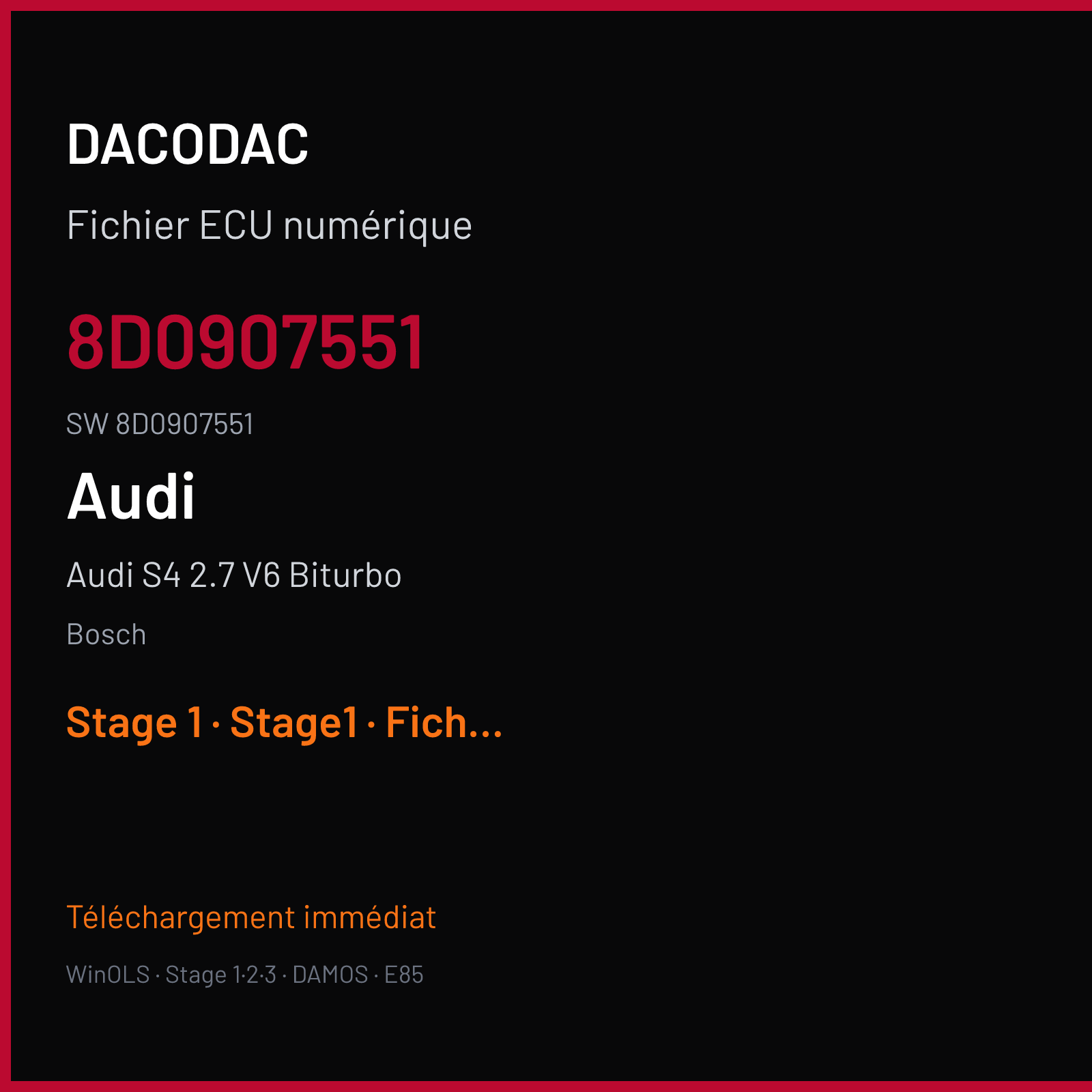 Audi S4 2.7 V6 Biturbo — Bosch — 8D0907551 · 8D0907551 — Stage 1