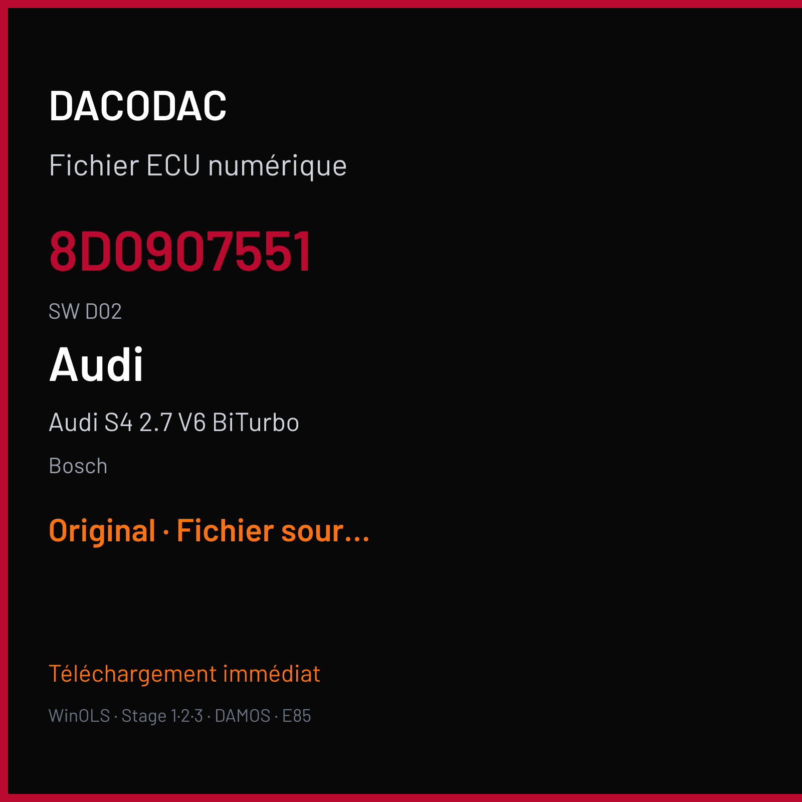 Audi S4 2.7 V6 BiTurbo — Bosch — 8D0907551 · D02 — Original
