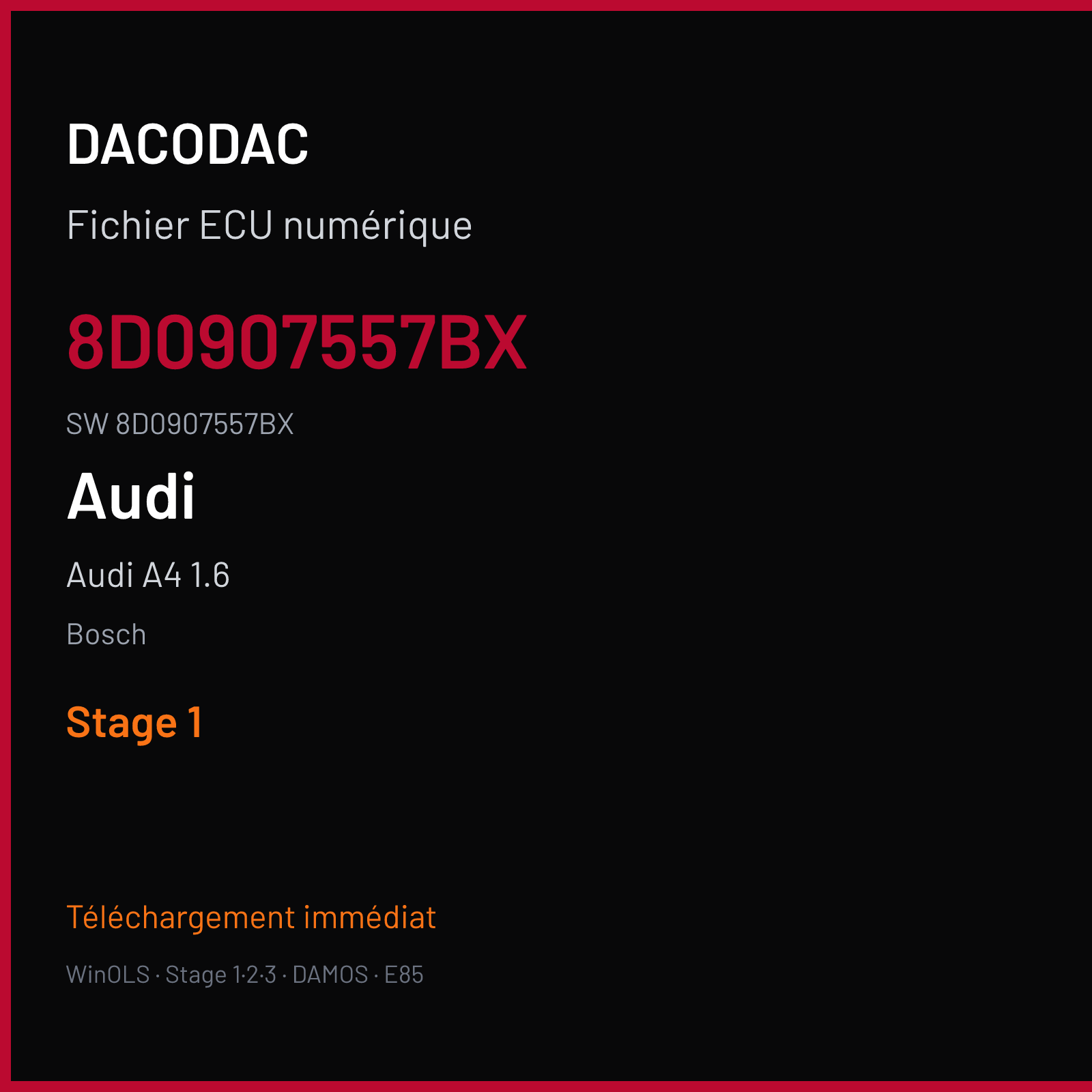 Audi A4 1.6 101 ch — Bosch — 8D0907557BX · 8D0907557BX · 355833 — Stage 1